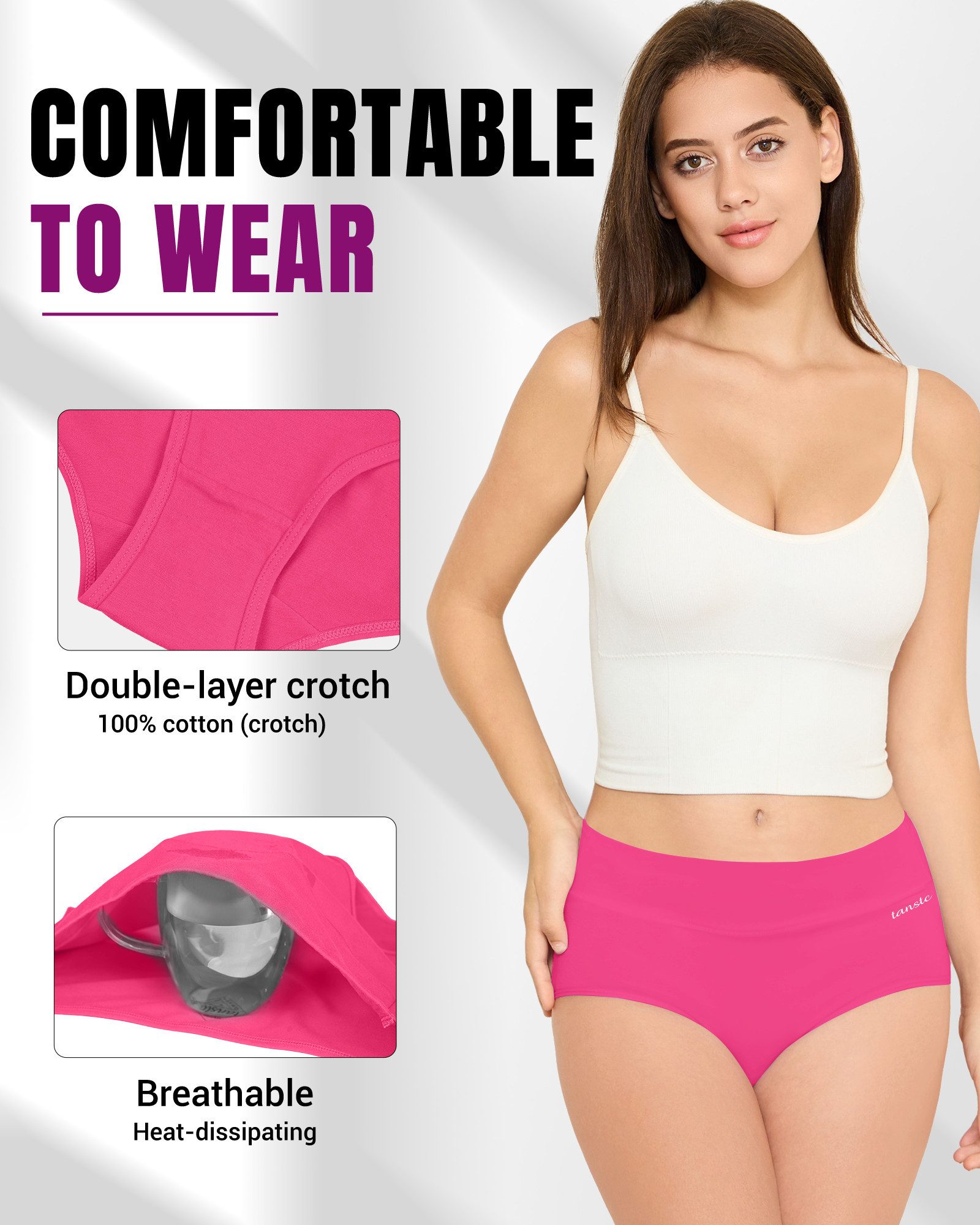 TANSTC Taillenslip Unterhosen Damen Baumwolle Slip (Packung, 5er-Pack) atmungsaktiv, hautfreundlich, elastisch, formbeständig – Bild 4 von 5