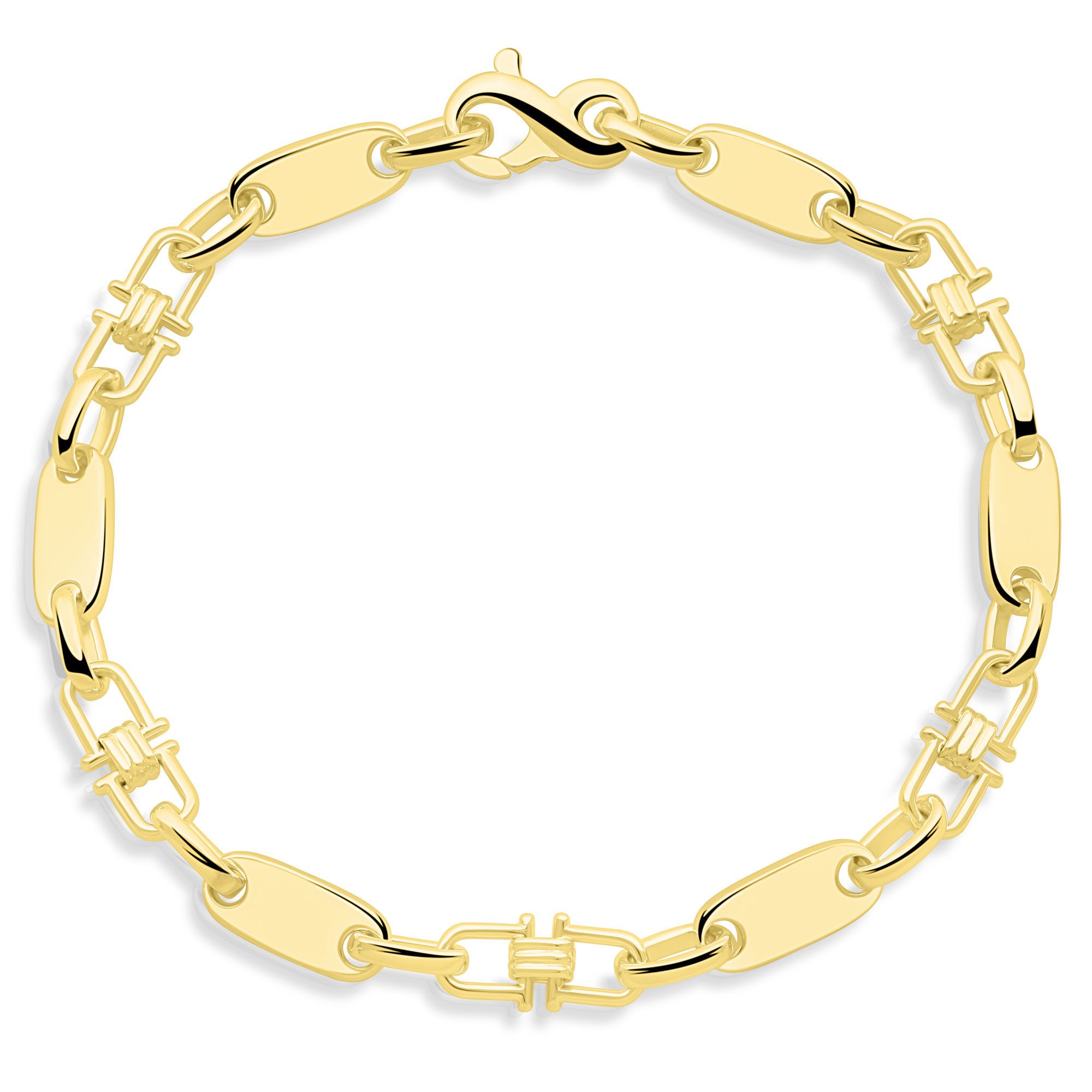 Tony Fein Armband Plattenarmband 585er Vergoldet Karabiner, Made in Italy für Damen und Herren