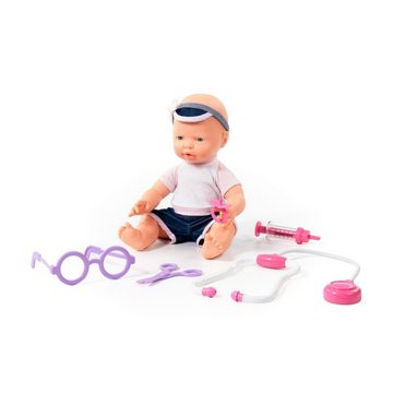Polesie Babypuppe Fröhliche Baby Puppe, 35 cm mit Schnuller und Doktorset, 4 Teile