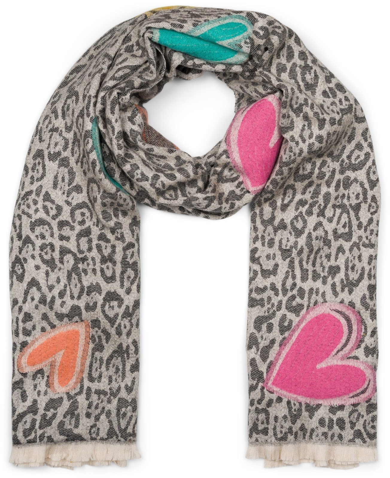styleBREAKER XXL-Schal Schal mit Leoparden Herz günstig online kaufen