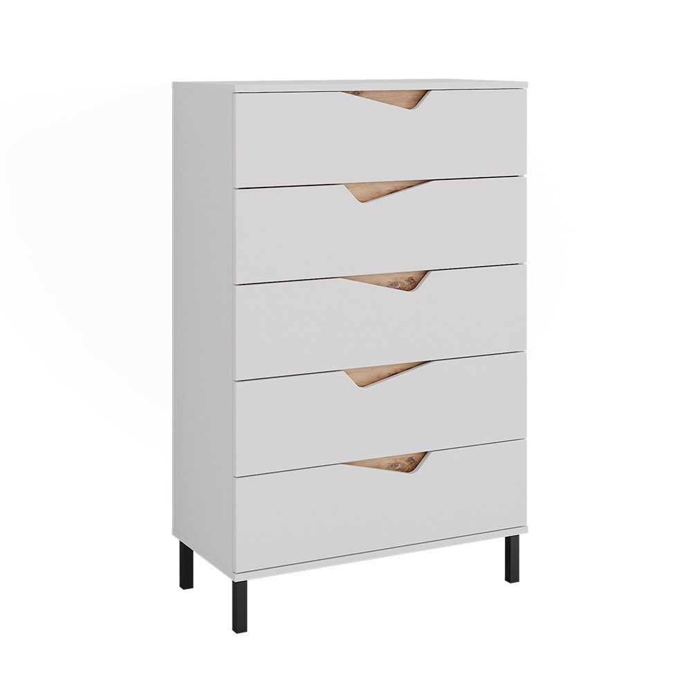 Vicco Kommode Marelle, Weiß/Artisan, 76 x 120 cm mit 5 Schubladen (1 St)