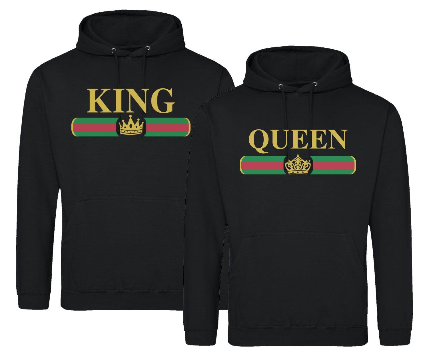 Couples Shop Kapuzenpullover King & Queen Hoodie Pullover für Paare mit trendigem Print im Partner Look