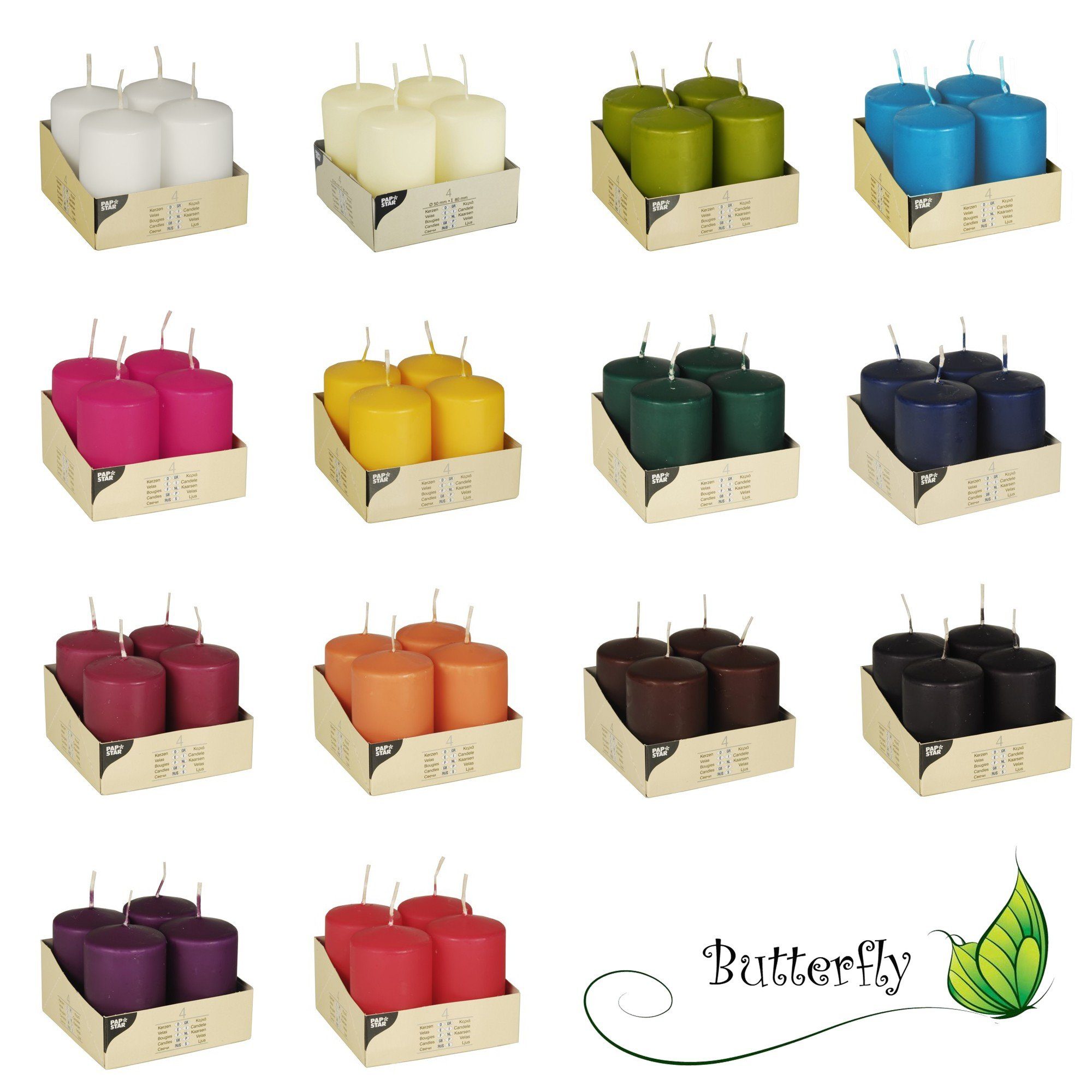 PAPSTAR Stumpenkerze, Stumpenkerzen Ø50mm / 80mm (4St) günstig online kaufen