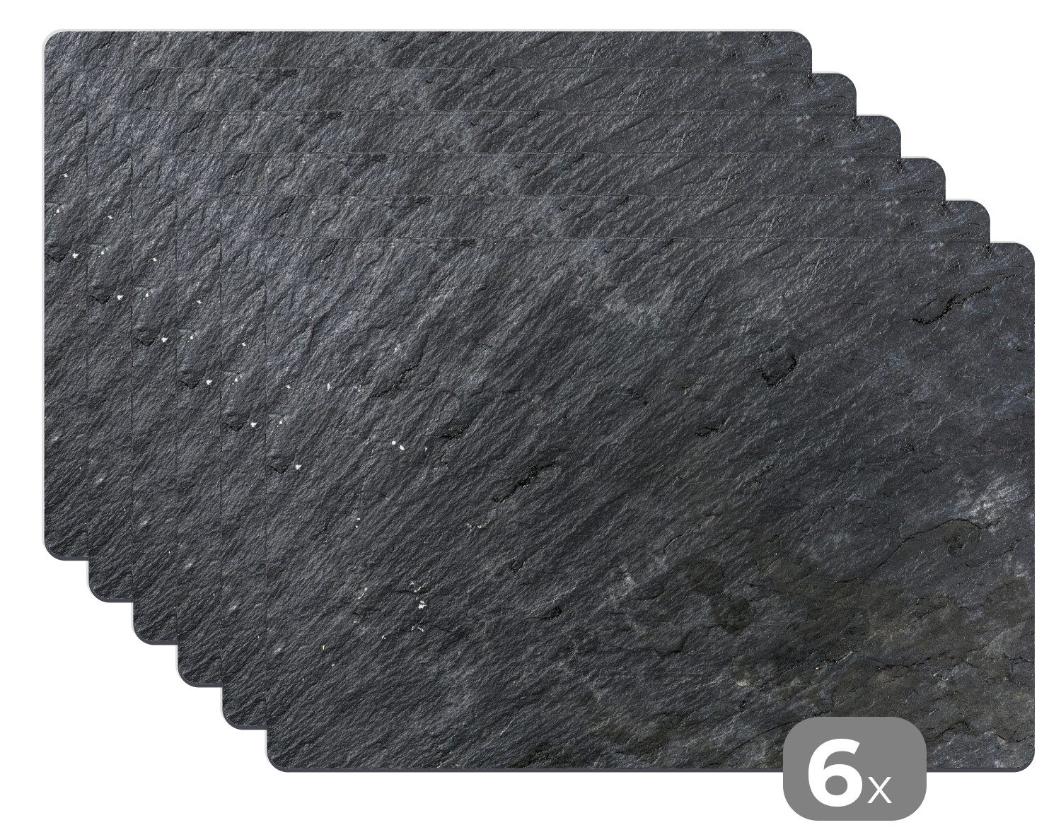 MuchoWow Platzset Naturstein - Industriell - Schiefer - Druck - Grau, (6-St günstig online kaufen