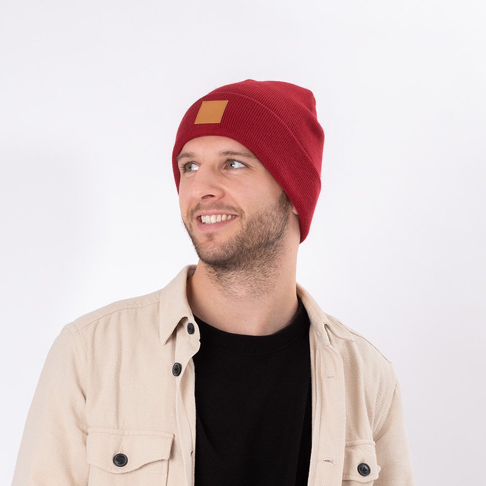 OCCULTO Beanie Leatherpatch Winter Mütze Beanie (Brown Label)