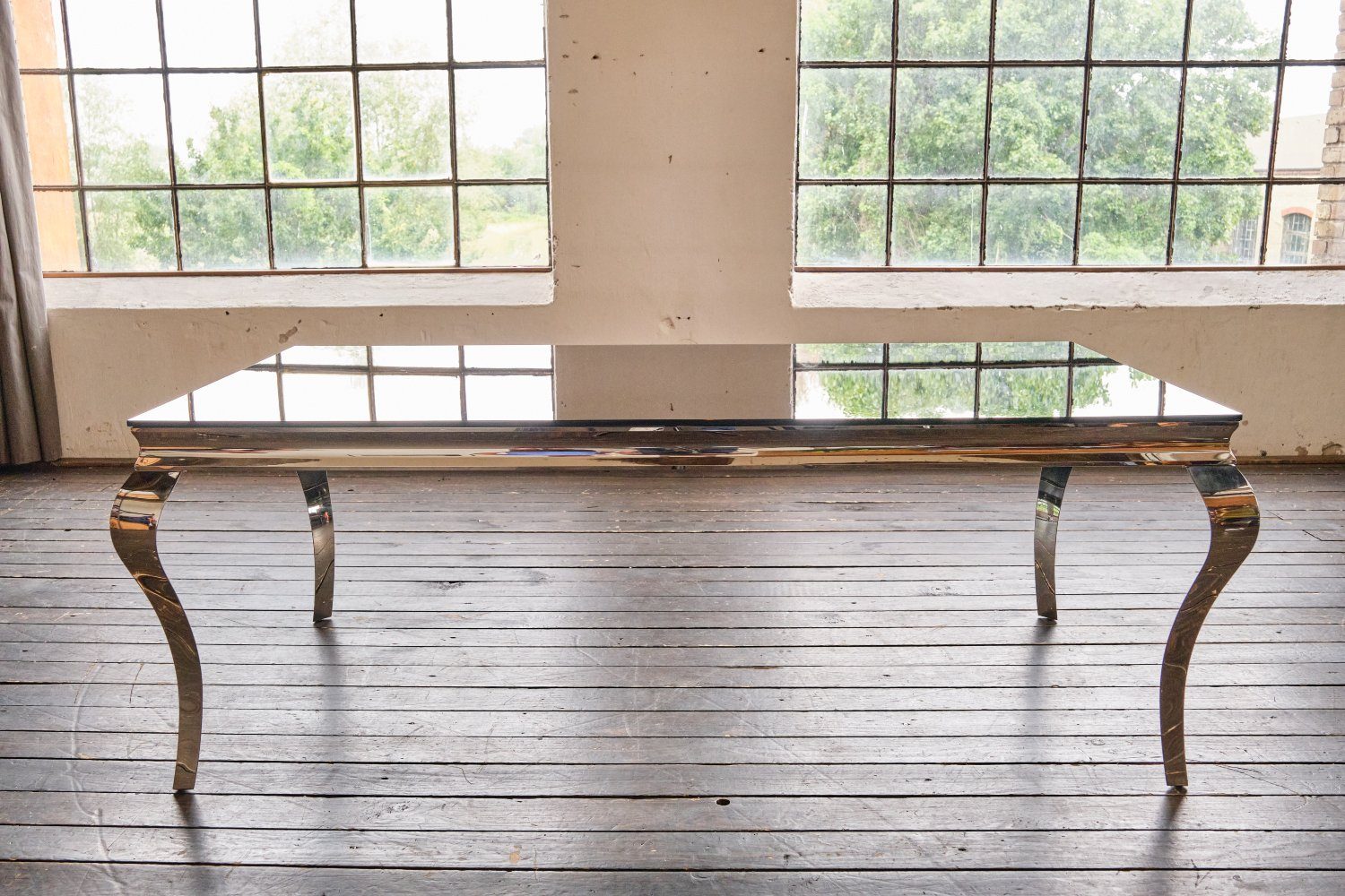 AMARA, KAWOLA Edelstahl, Glastisch Barock, Tisch Esstisch 200x100cm Gestell