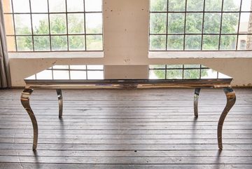 KAWOLA Esstisch AMARA, Tisch Glastisch Barock, Gestell Edelstahl, 200x100cm