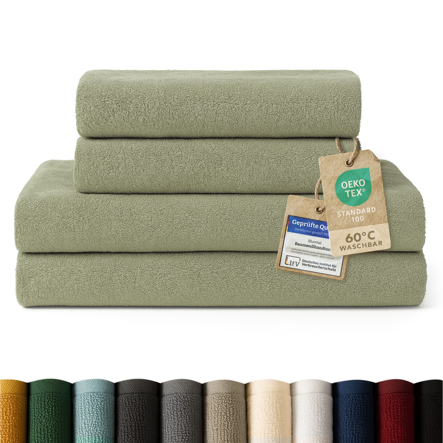 Blumtal Handtuch Set Premium 4/6-tlg. Frottier Dusch- (70x140 cm) & Handtuch (50x100 cm), Frottee (Set, 4-St), 100% Baumwolle, Oeko-TEX Zertifiziert