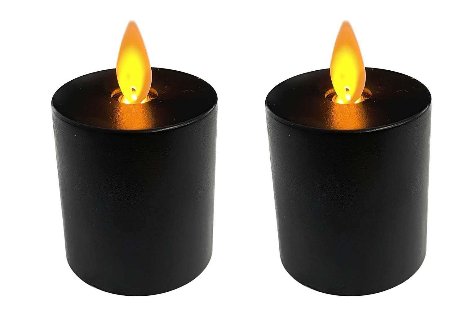 Coen Bakker Deco BV LED-Kerze Votive Candles (Set, 2-tlg), schwarz bewegliche Flamme Timer 4,5x8cm