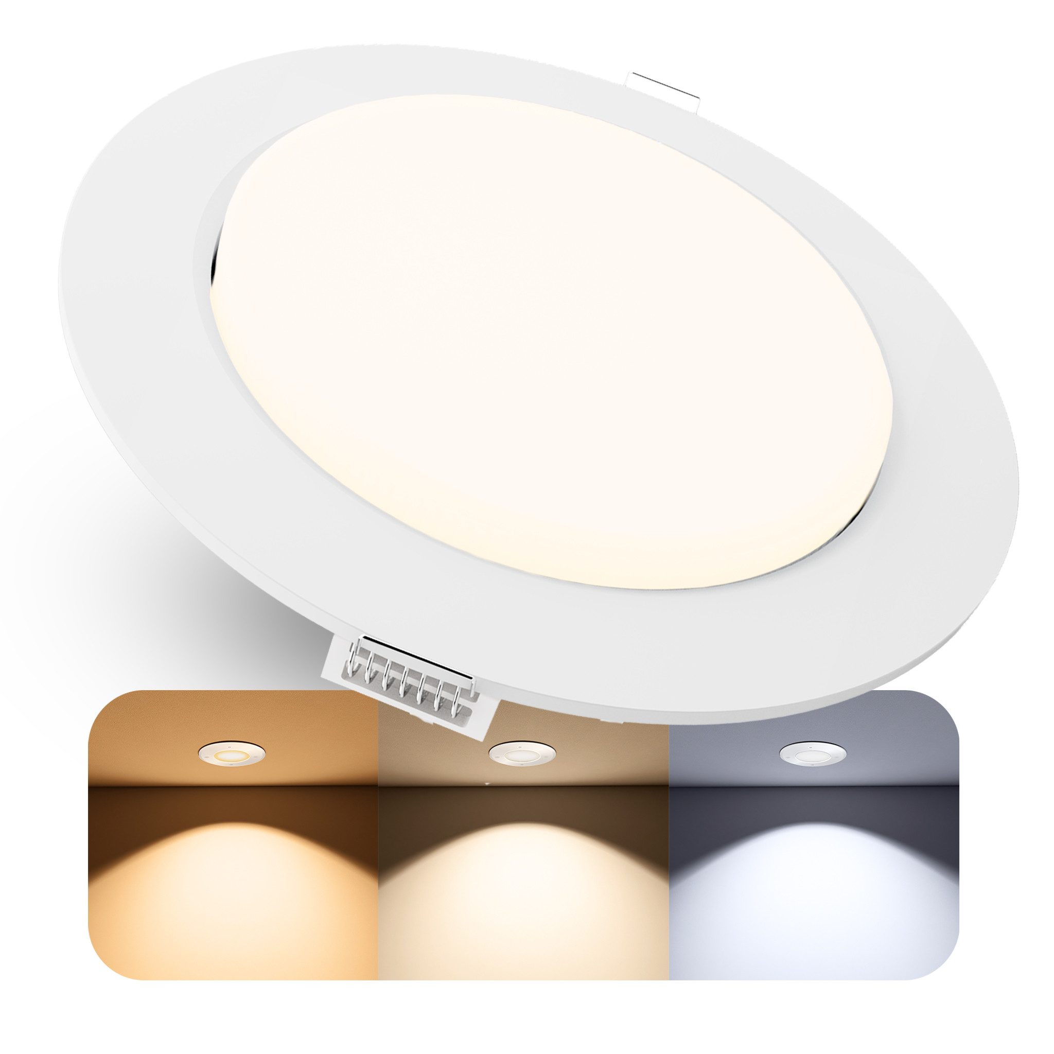 SSC-LUXon LED Einbaustrahler RX-3 LED Einbauleuchte Spot mit GX53 LED 6W dimmbar 3 Lichtfarben, Tageslichtweiß, Warmweiß, Neutralweiß