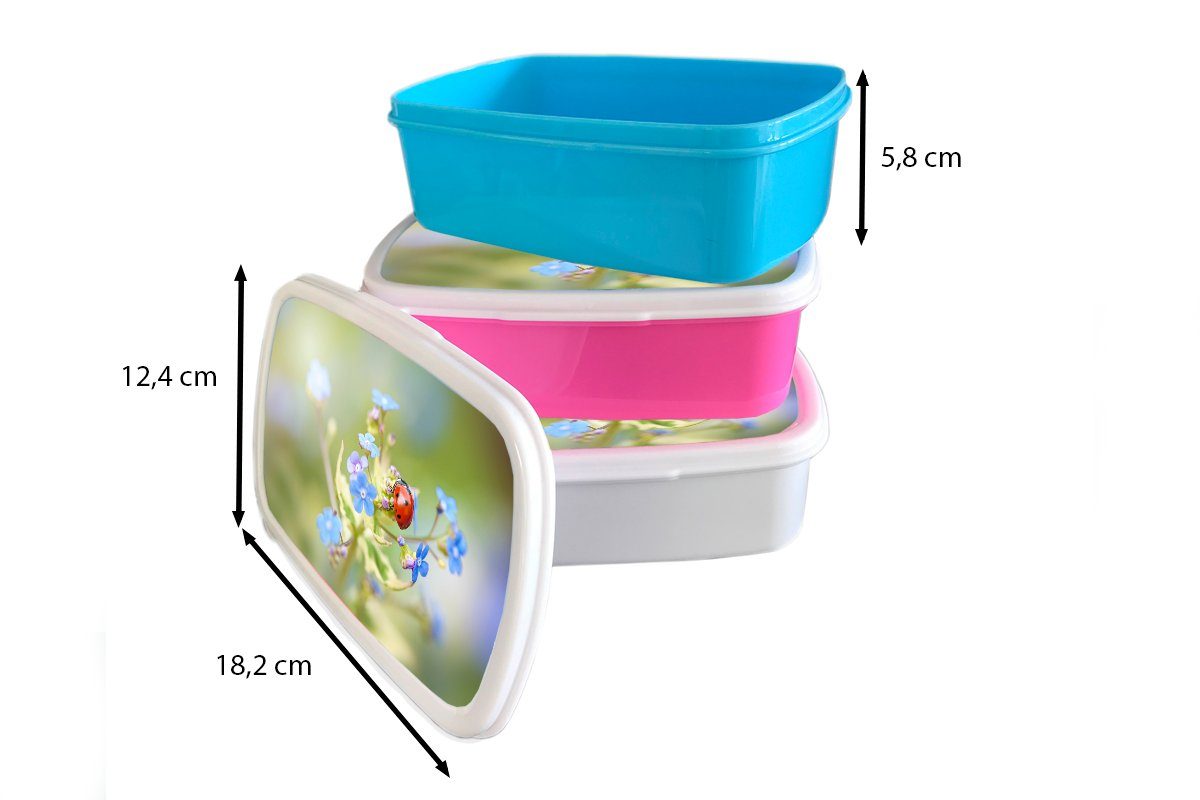 für Marienkäfer MuchoWow (2-tlg), weiß - und Brotbox für Lunchbox - Mädchen Jungs Blume Kunststoff, Frühling, Kinder Brotdose, Erwachsene, und