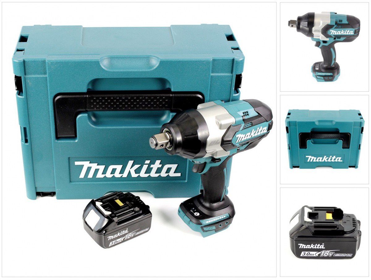 Ladegerät 3/4“ Makpac F1J Makita - + DTW Schlagschrauber Akku-Schlagschrauber Brushless 1001 Akku 3,0Ah Akku 18V 1050Nm + ohne Makita 1x