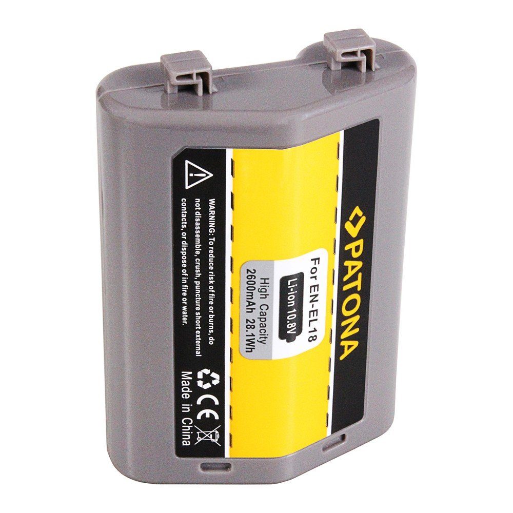 Patona Akku für Nikon EN-EL18 Kamera-Akku Ersatzakku Kameraakku 2600 mAh (10,8 V, 1 St), ENEL18 D4 D4S D5 D810 D850