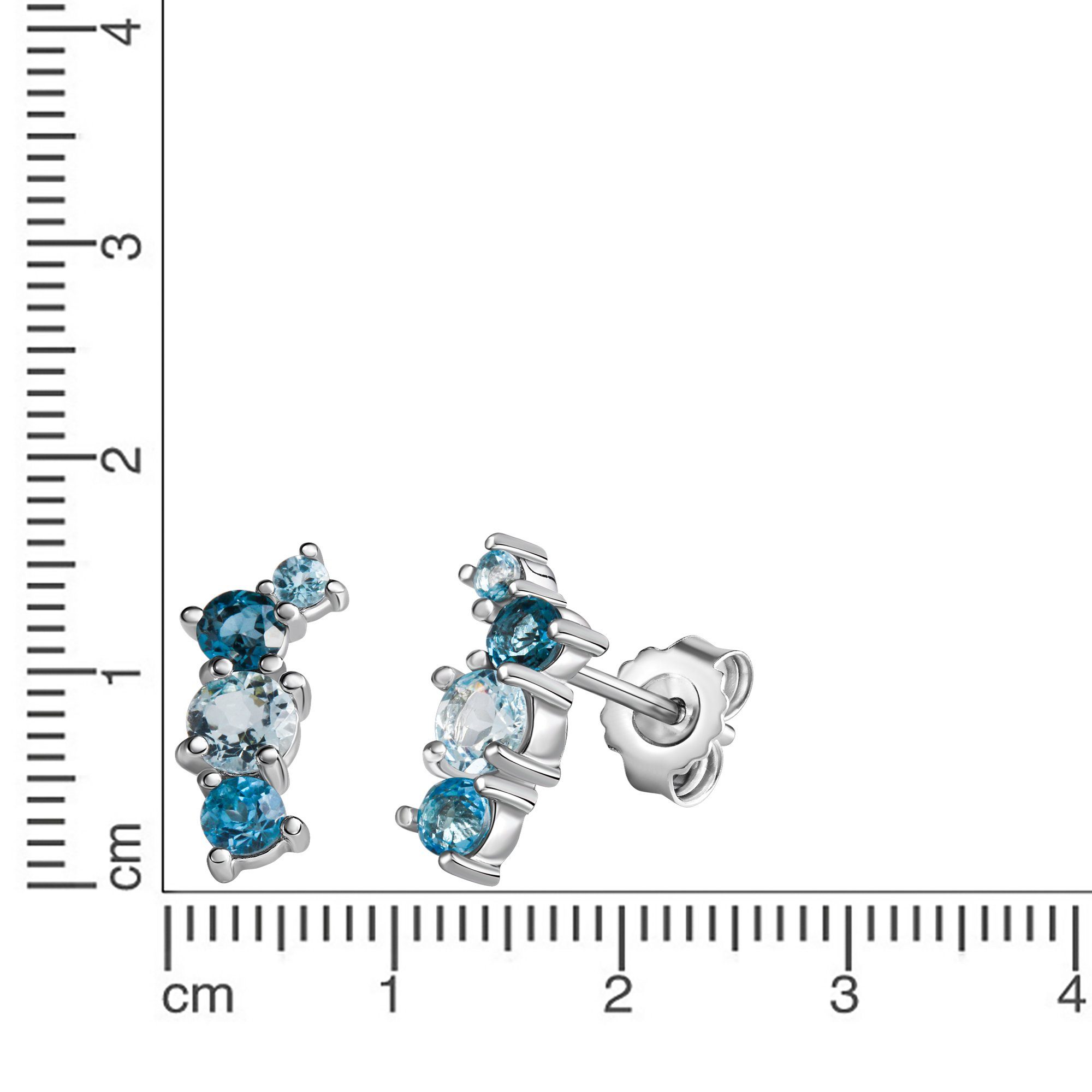 Zeeme Paar Ohrstecker Silber 925 rhodiniert mit Blautopas (beh) günstig online kaufen