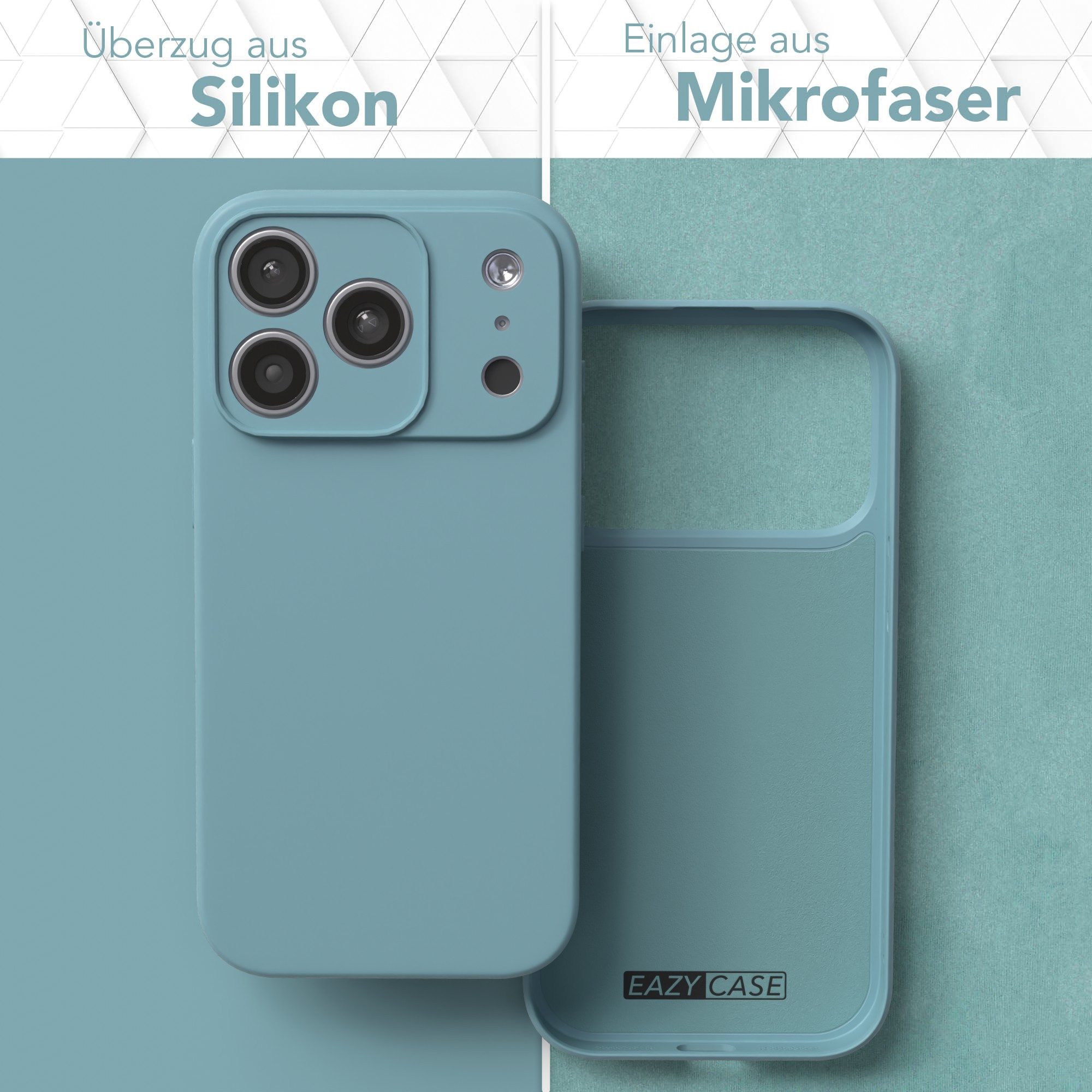 EAZY CASE Handyhülle für Apple iPhone 17 Pro Hülle Silikon 6,3 Zoll, TPU Silikon Bumper Case stoßfest Slimcover Schutzhülle Etui Blaugrün