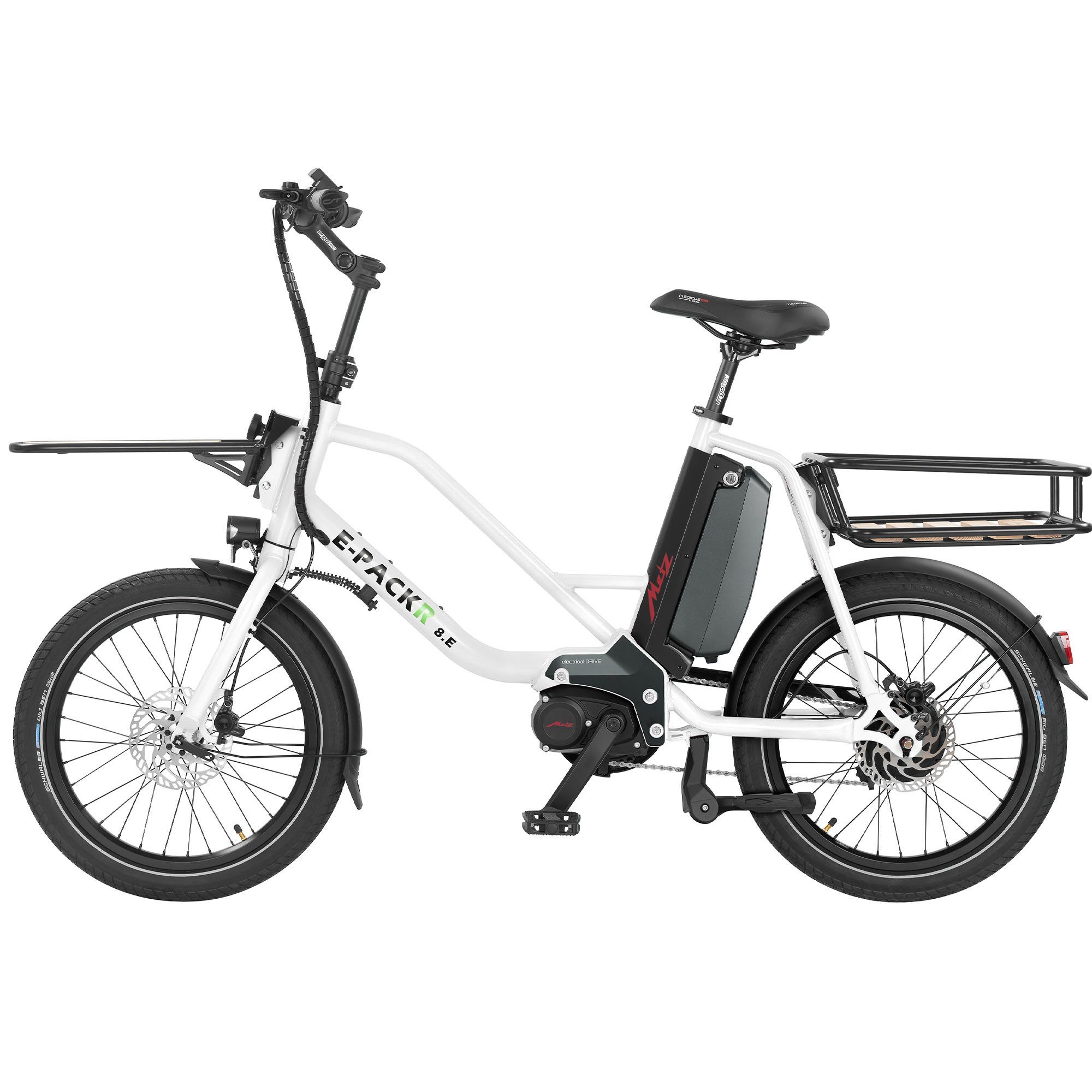 Metz E-Bike E-Packr 8.E, 0 für - Pedelec Wh 400 Mittelmotor, cm Herren Gang, 150 kg Lastenfahrrad 150 Damen Bike Akku, und 195 weiß Nabenschaltung, E