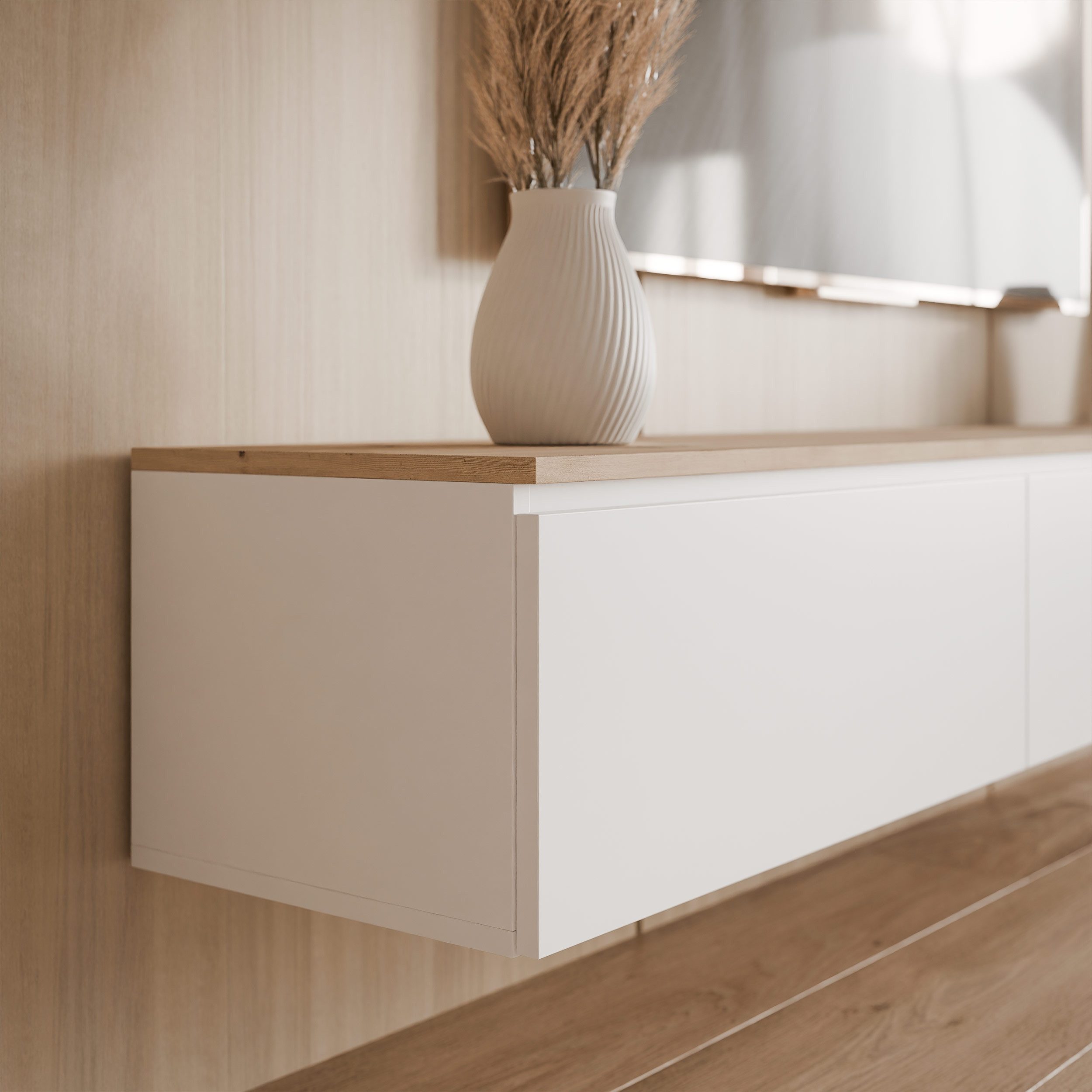 yourhouse24 Lowboard TV SELIA 200 in Weiß & Eiche Hängend – Skandinavisches Design – Bild 5 von 5
