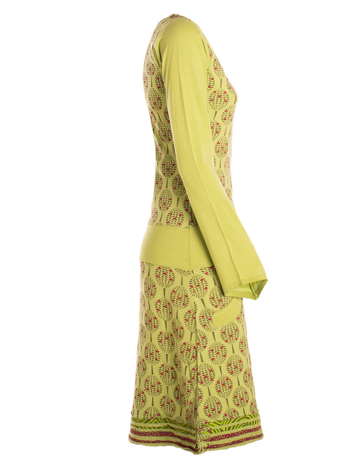 Vishes Jerseykleid Damen knielanges Kleid Baumwolle geometrisch A-Linie mit Taschen Alternative Bekleidung, Ethno, Hippie, Retro Style