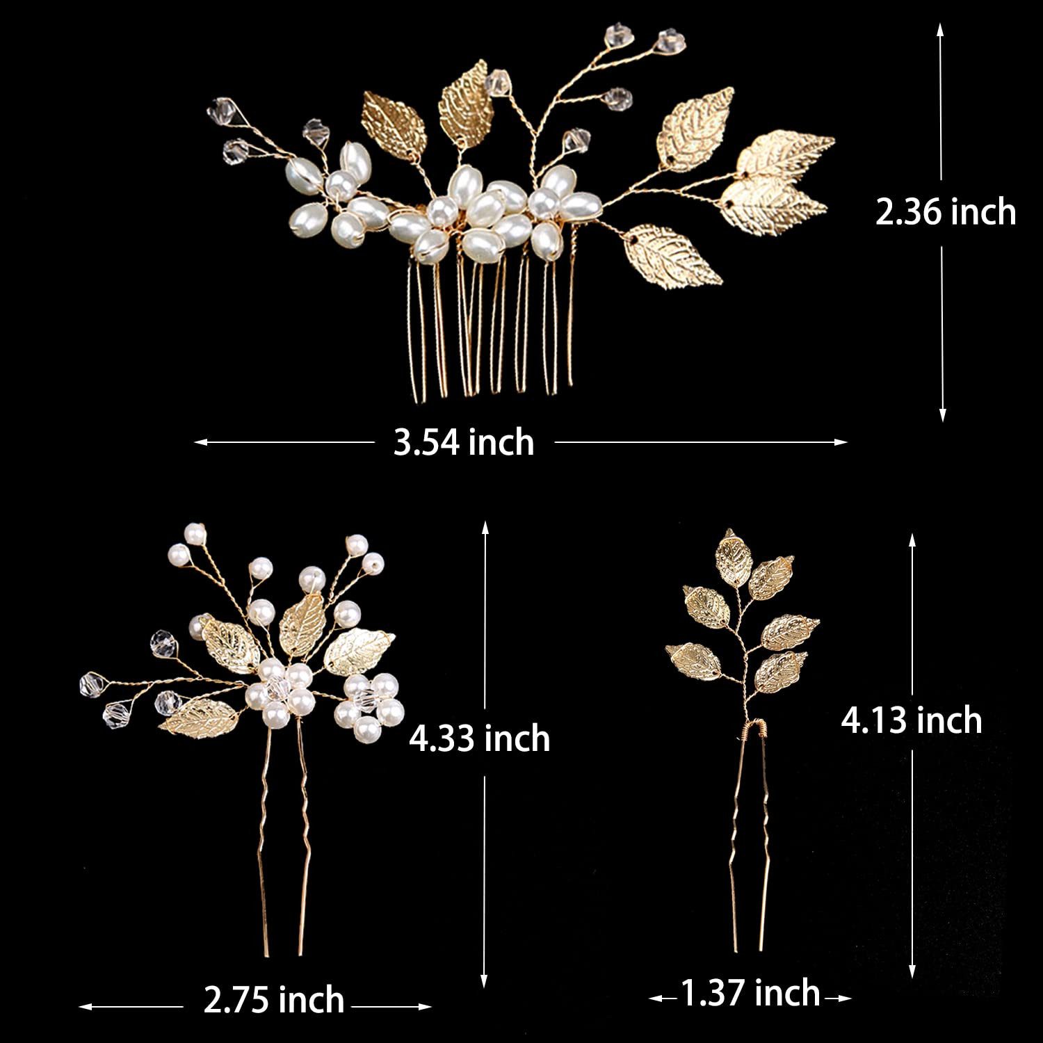 Zaewry Haarspange Braut-Haarspangen Blatt Haarclips Blumen-Design, Vintage-Haarschmuck, Mit Kristall- und Perlenverzierung, 4-tlg., für Braut, Brautjungfern, Frauen und Mädchen