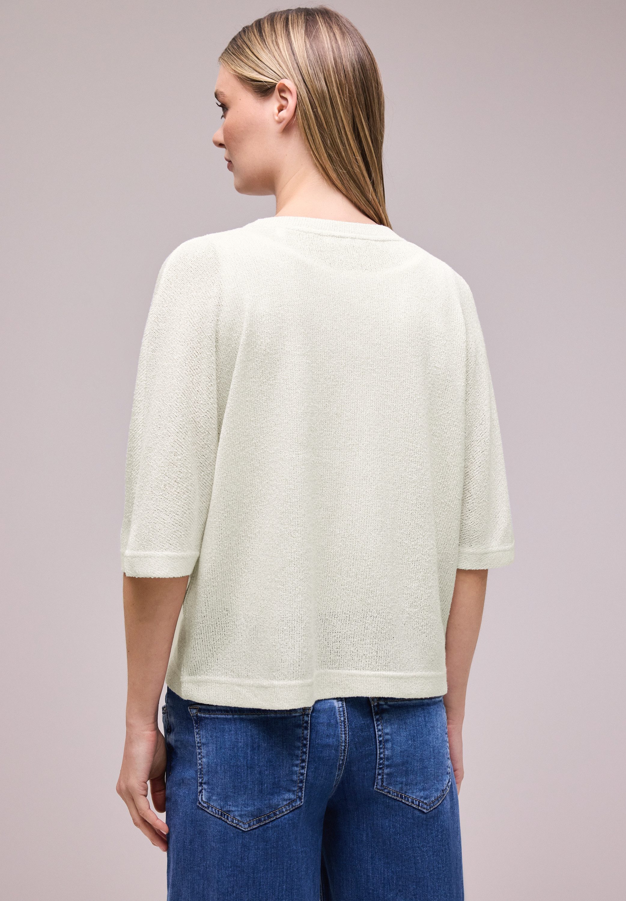 STREET ONE Strickjacke Kurzarm Jacke im Strick-Look mit Glitzer