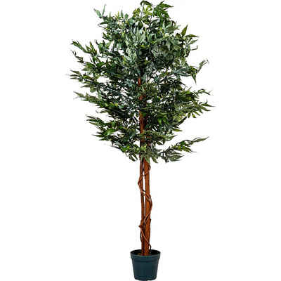 Kunstbaum Künstliche Zimmerpflanze Hanfbaum Graspflanze Marihuana-Strauch, PLANTASIA, Höhe 150,00 cm, 150 cm, Echtholzstamm, Mariuhana Strauch