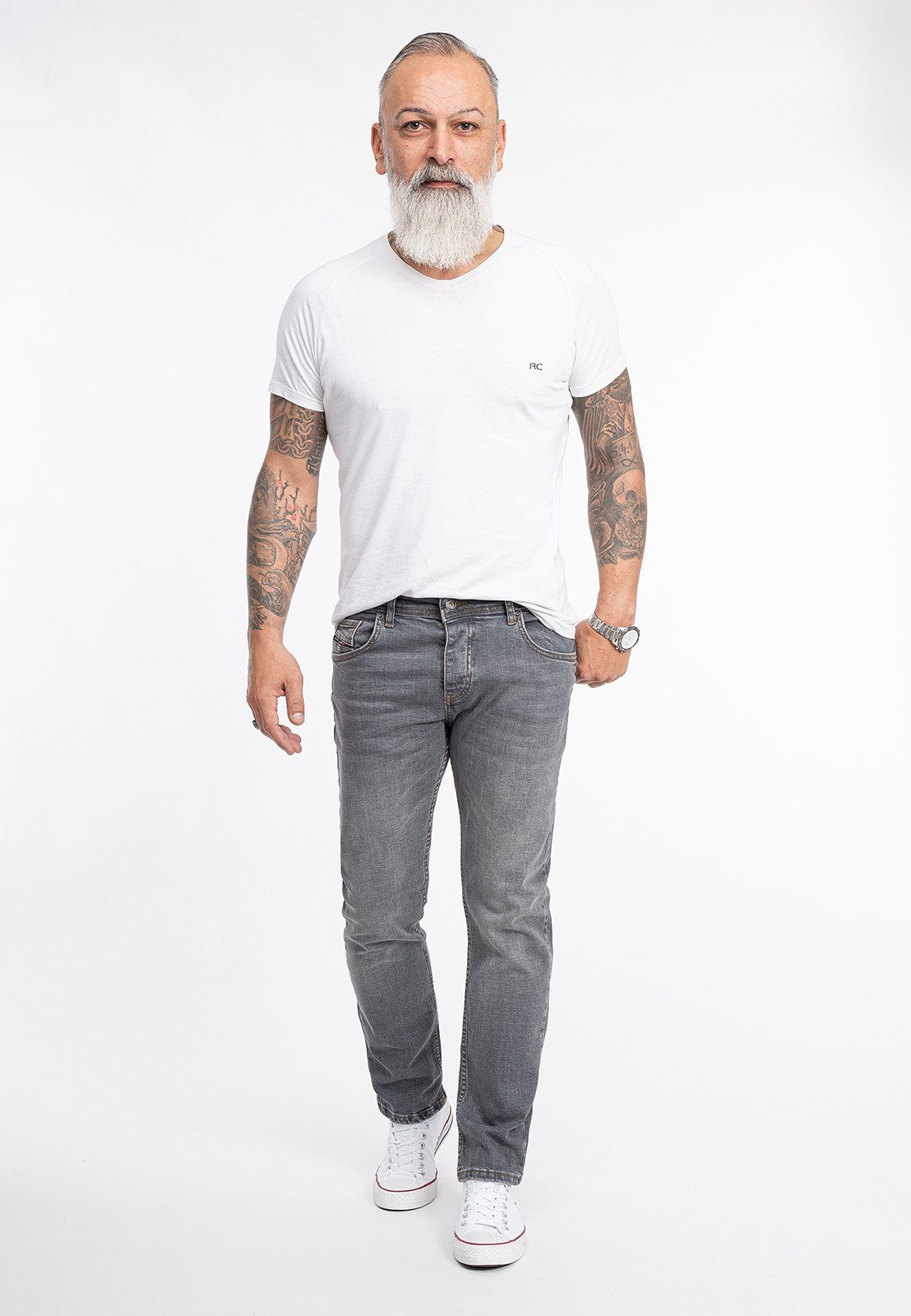 Rock Creek Regular-fit-Jeans Grau RC-2276 Jeans Stonewashed Herren