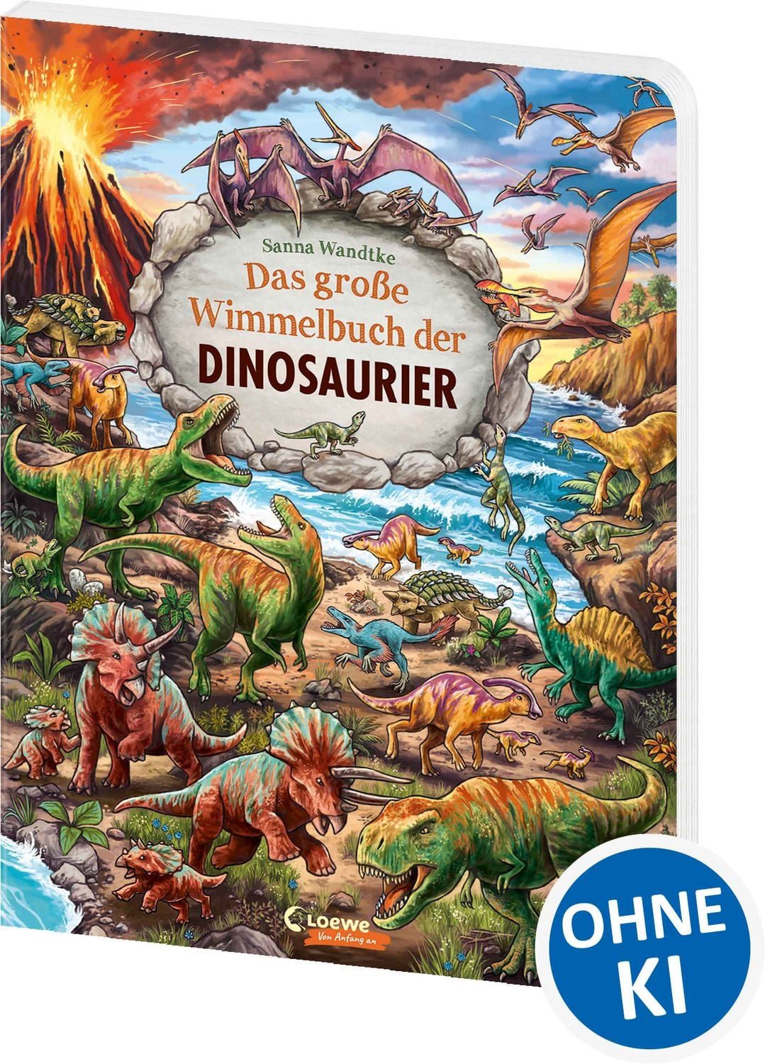 Das große Wimmelbuch der Dinosaurier / diverse, Die Urzeitgiganten in spektakulären Wimmelbildern direkt benannt - Großes Pappbilderbuch für Dinofans ab 3 Jahren