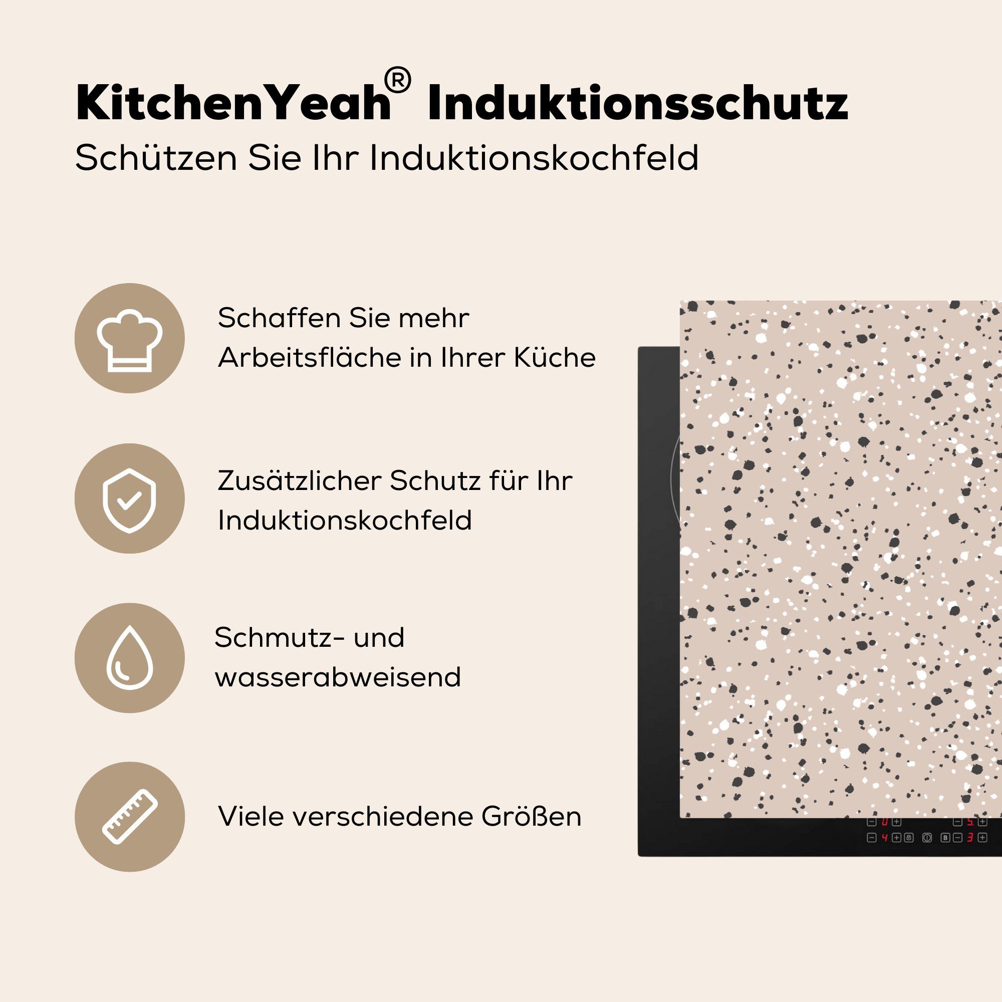 MuchoWow Herdblende-/Abdeckplatte Sommer - für Vinyl, 81x52 Ceranfeldabdeckung tlg), die küche, Muster, Induktionskochfeld cm, Schutz (1 - Punkte
