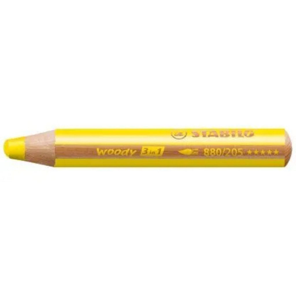 STABILO Buntstift STABILO woody 3 in 1 Buntstifte farbsortiert, (Packung, 10-tlg., woody), Jumbo-förmige, bunte Stifte für Kleinkinder