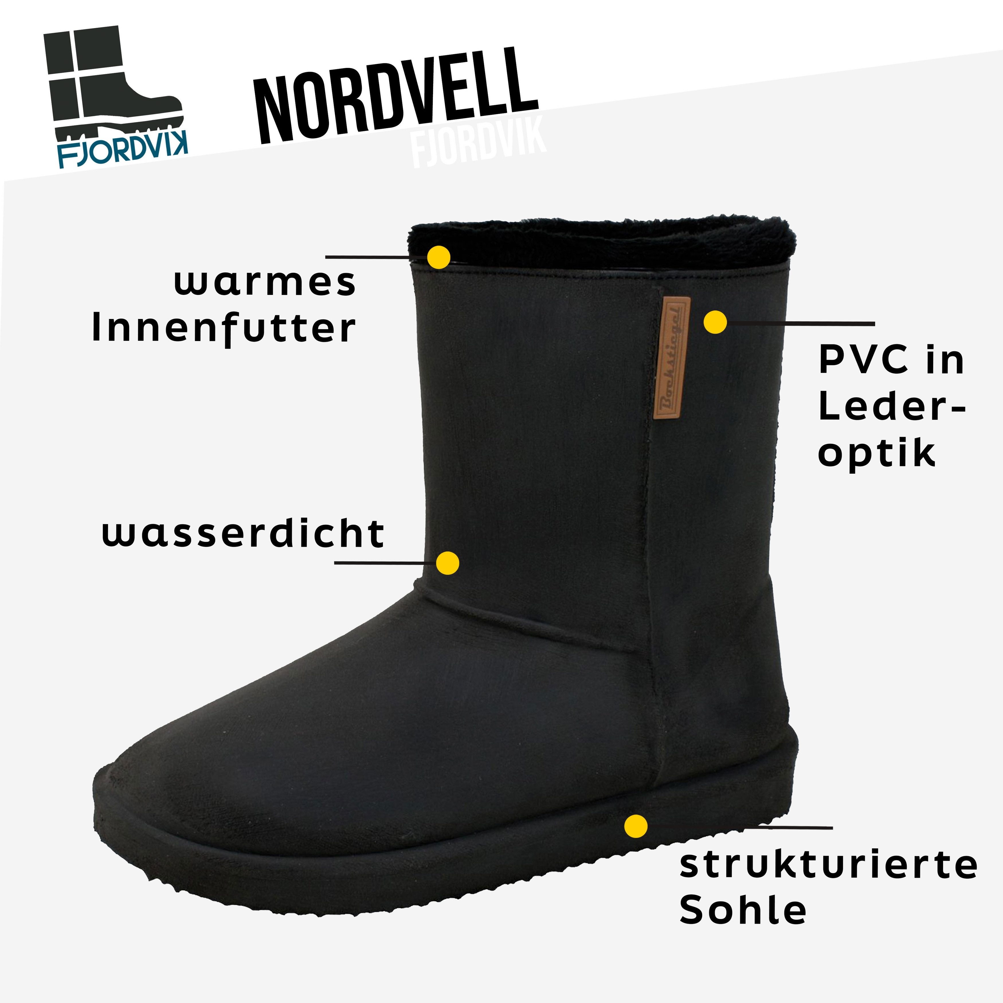 Fjordvik NORDVELL Gummistiefel Damen – warm & weich gefüttert Ravn, Gr. 36 günstig online kaufen