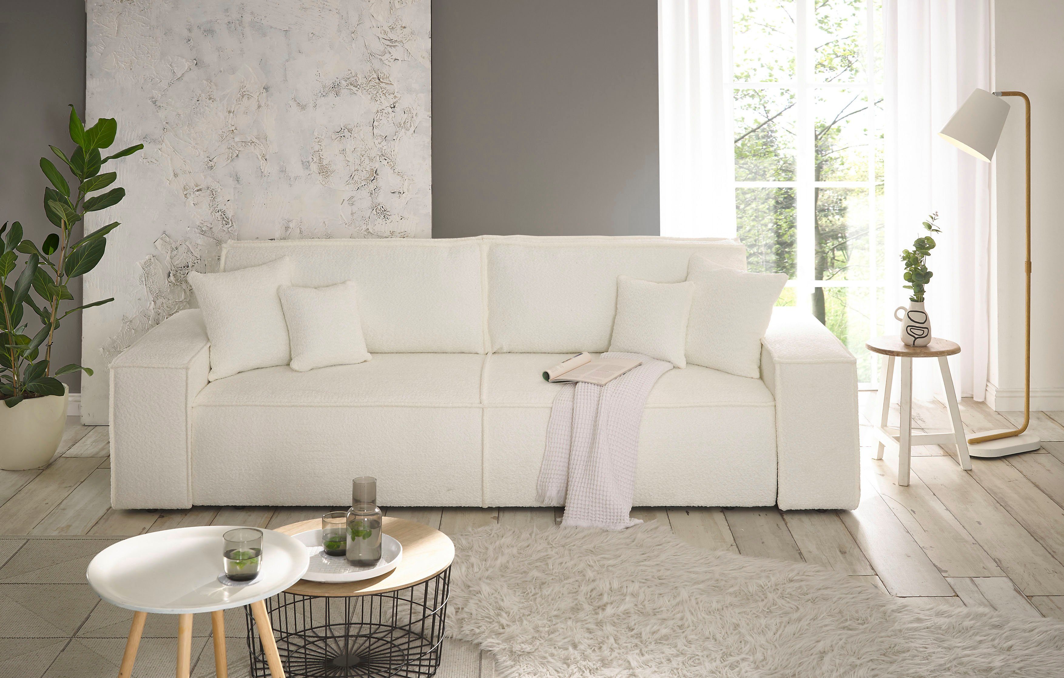 OTTO home 3-Sitzer FINNLEY Bouclé, Schlafsofa 257 cm - OTTO. Verlässliche Qualität., mit Bettkasten, in Bouclé, Struktur fein und Mega Cord – Bild 5 von 5