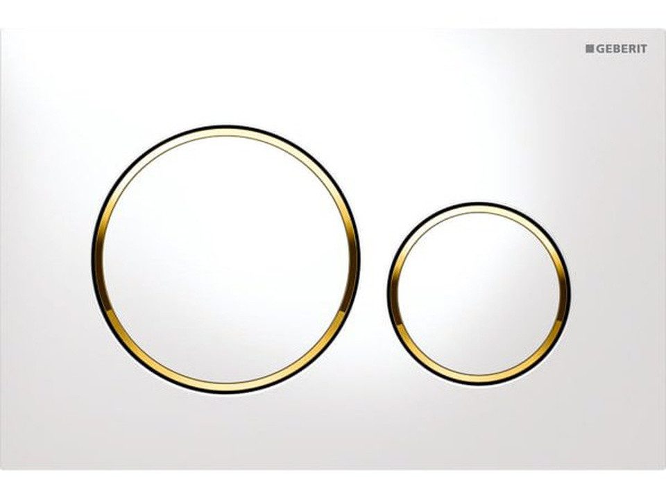 GEBERIT Betätigungsplatte SIGMA20 Betätigungsplatte für 2-Mengen-Spülung, weiß Glanz/gold, Geberit-115-882-KK-1