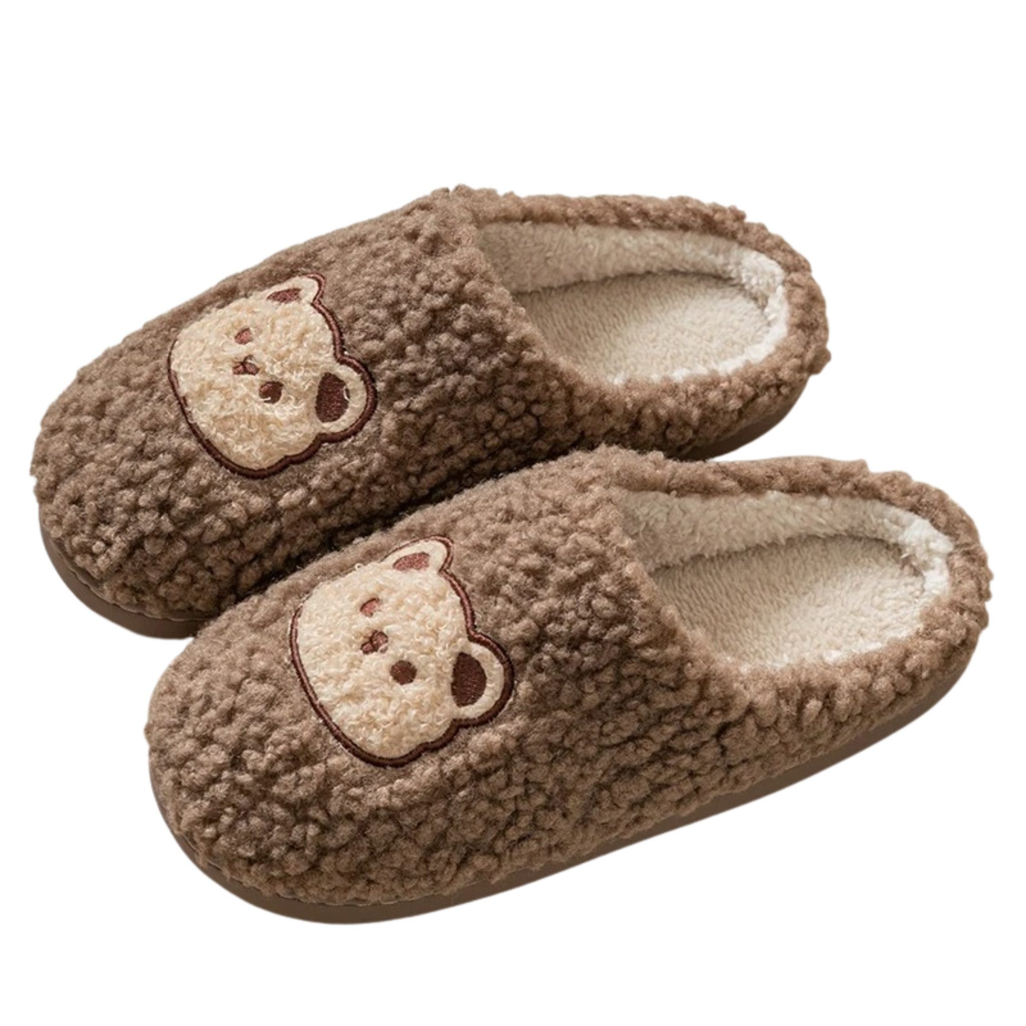 NEXORA Warme Damen Домашнє взуття mit Bären-Motiv – weich, niedlich & gemütlich Plüsch Домашнє взуття (Paar) niedliche Домашнє взуття mit Teddy-Stick