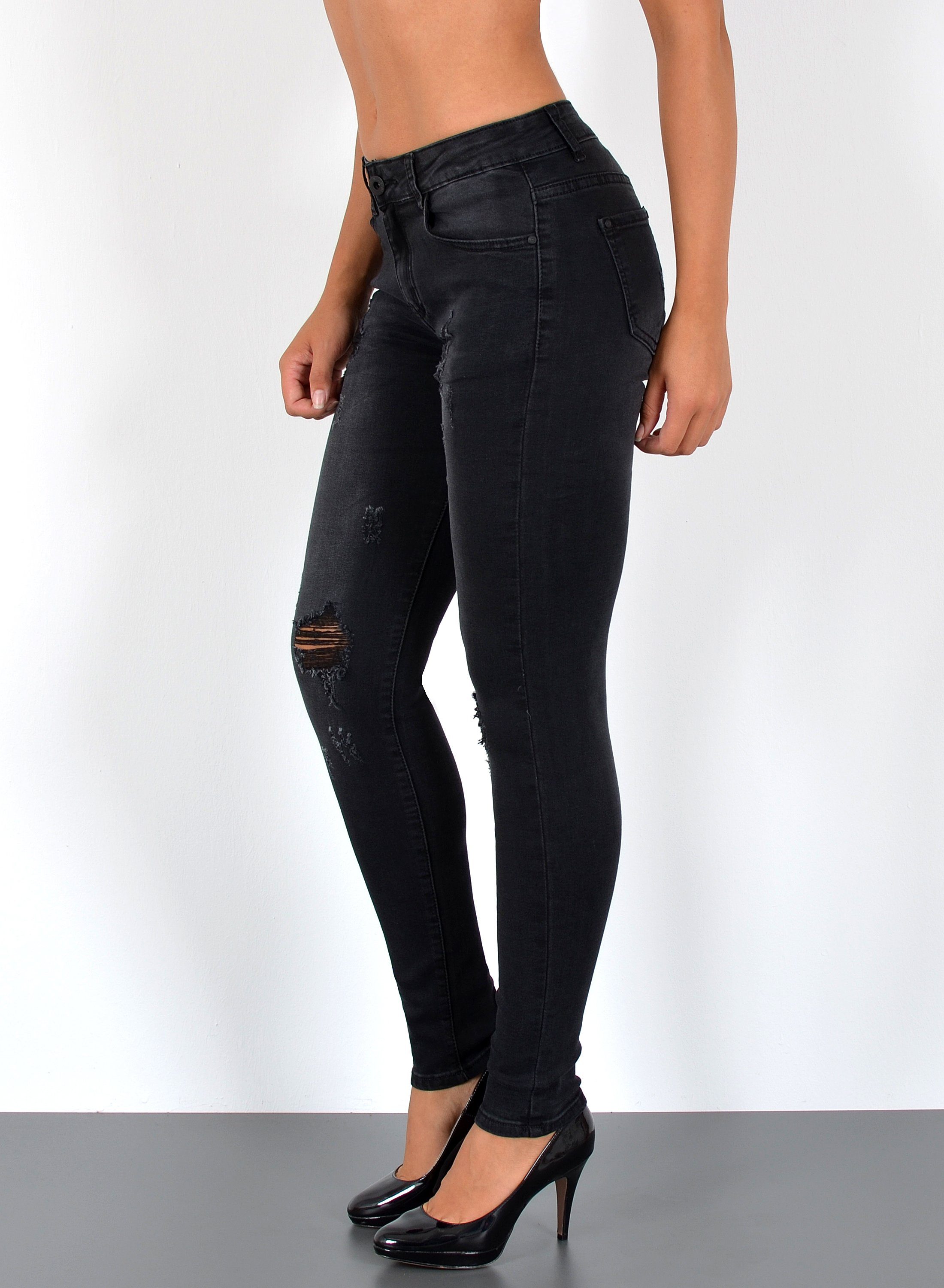 ESRA Skinny-fit-Jeans S600 Damen Skinny Fit Jeans Hose High Waist bis Übergröße