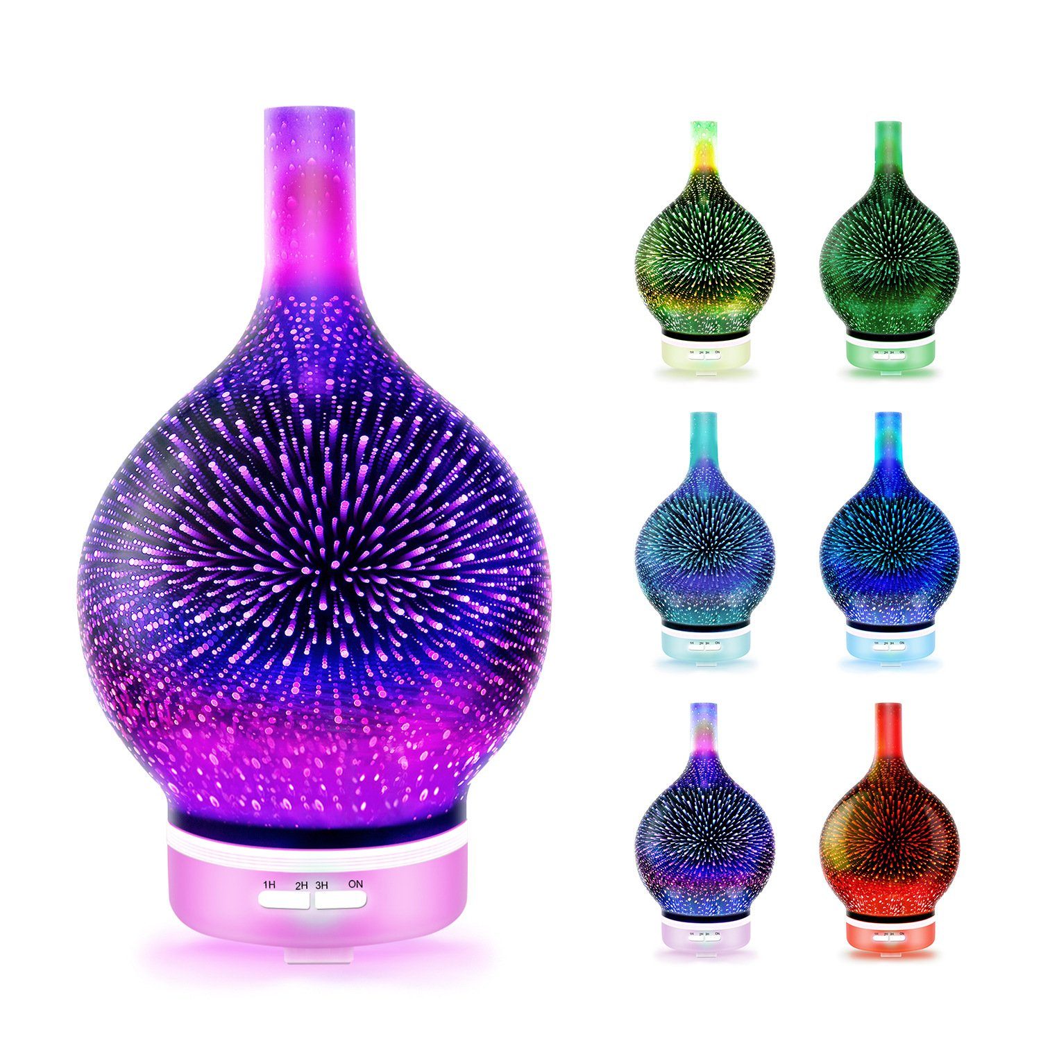 Luftbefeuchter Diffuser Luftbefeuchter 100ml Feuerwerk Design mit 7 Farben LED Timer