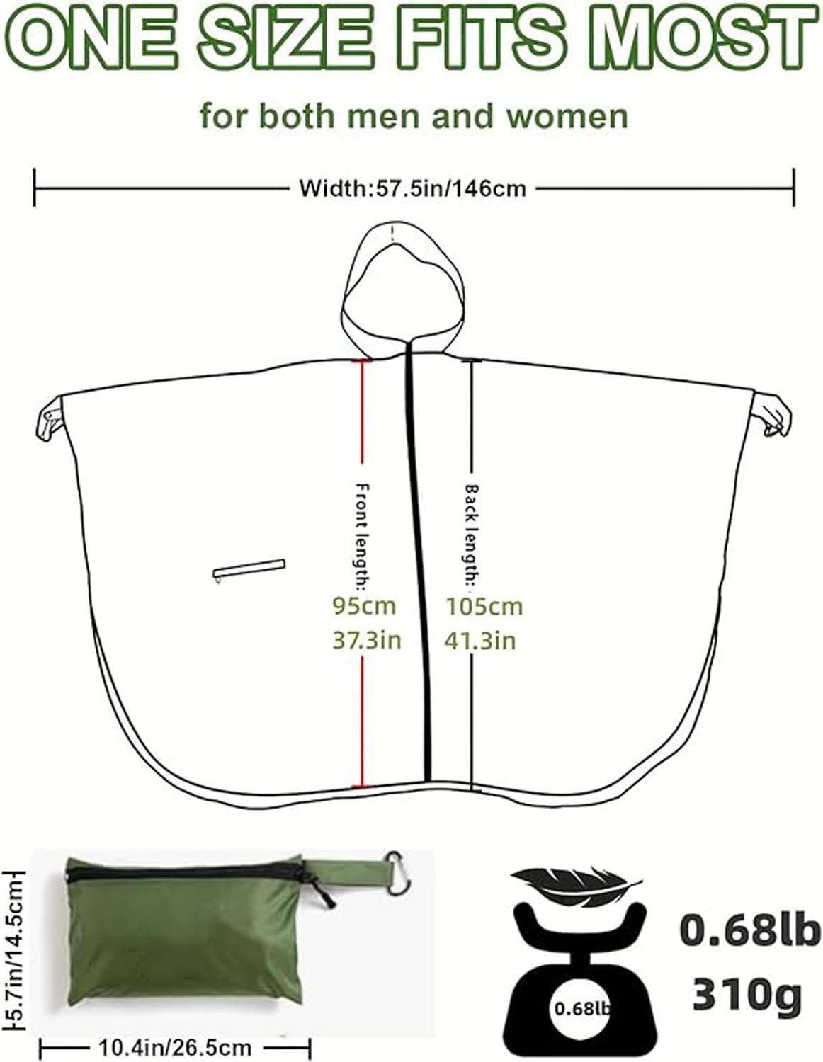 Coonoor Regenjacke Unisex Regenjacken Regencape, Wasserdicht mit Kapuze – Bild 2 von 5