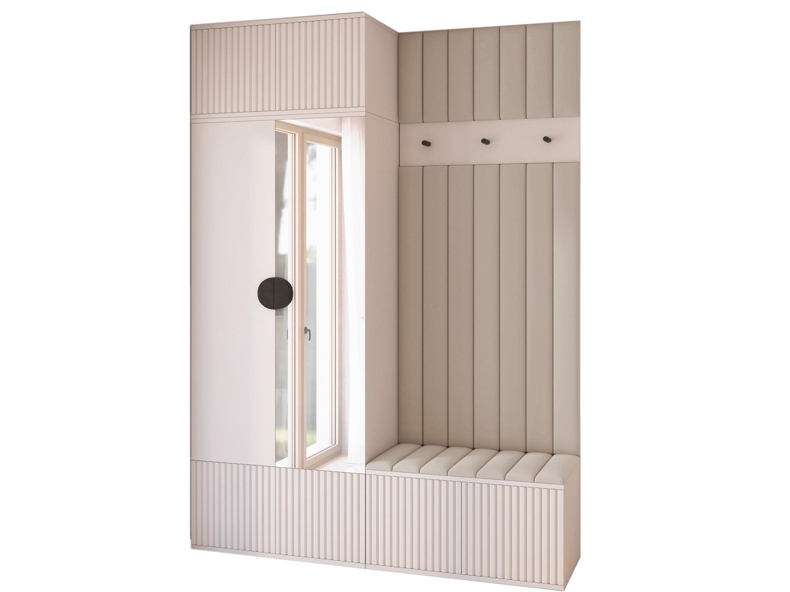 Compleo Garderoben-Set 140 cm breit, Elegant Garderobenschrank mit Lamellen günstig online kaufen