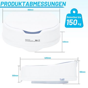 Randaco Toilettensitzerhöhung Toilettensitzerhöhung mit Deckel 10 cm Toilettenaufsatz bis 150kg, 10 cm