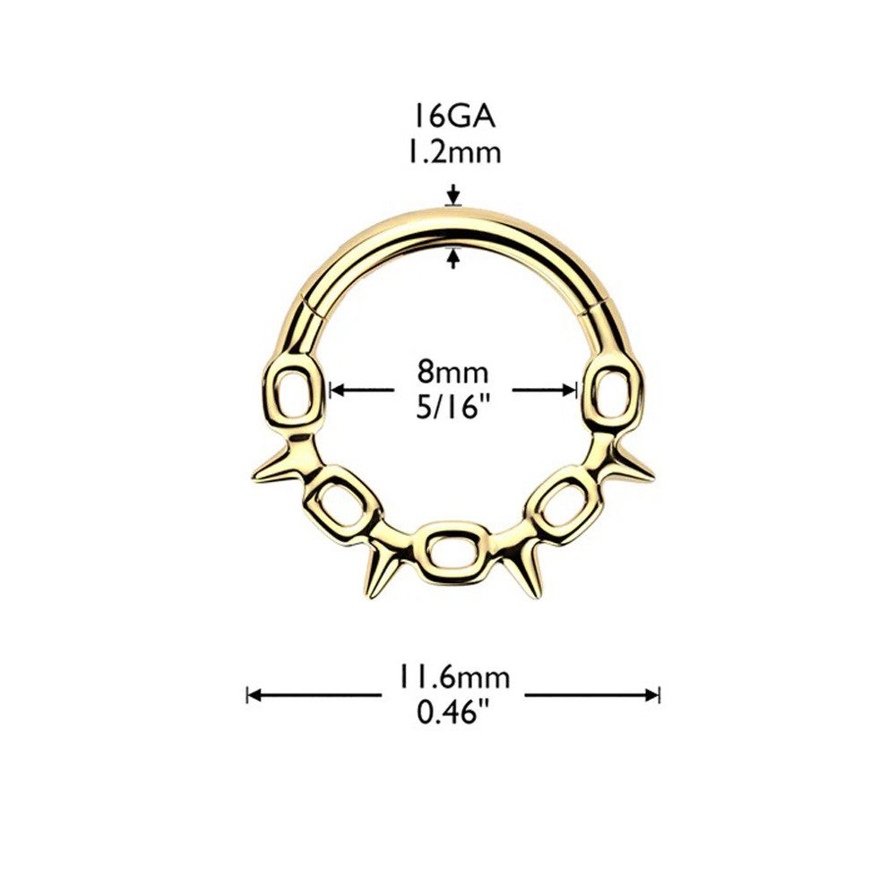 Taffstyle Nasenpiercing Septum Nasen Piercing Clicker Segment Ohr Daith Helix Ring Spike Kette (Nasenpiercing Nasenring Nase Ohrpiercing Cartilage Ohr Tragus Helix Orbital Intim Piercing Ring Lippenpiercing), mit Scharnier