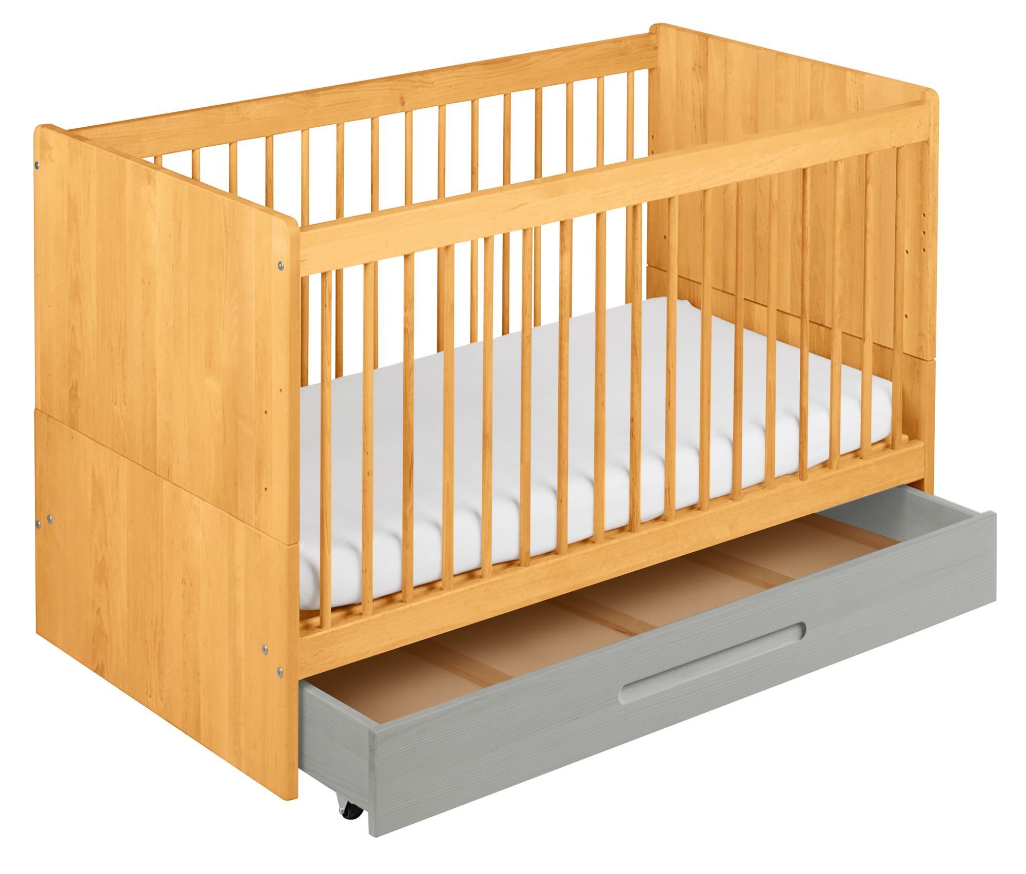 BioKinder - Das gesunde Kinderzimmer Babybett Lina, 70x140 cm mit Bettkasten und Matratze