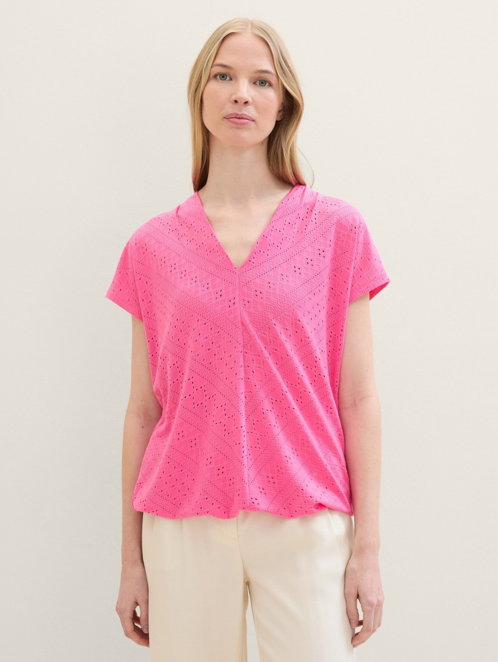 TOM TAILOR T-Shirt T-Shirt mit Lochmuster günstig online kaufen