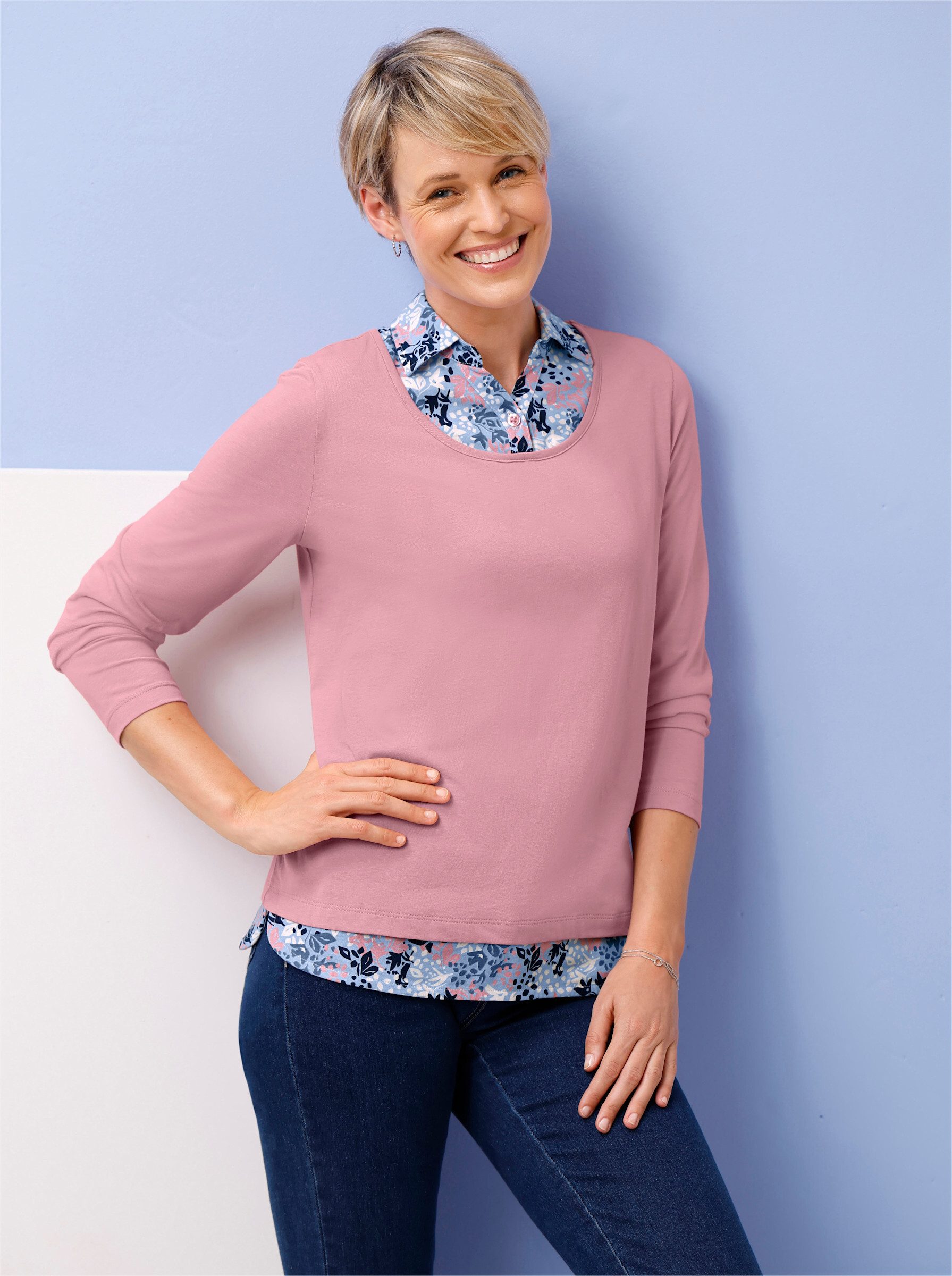 Sieh an! T-Shirt 2-in-1-Shirt Langarm