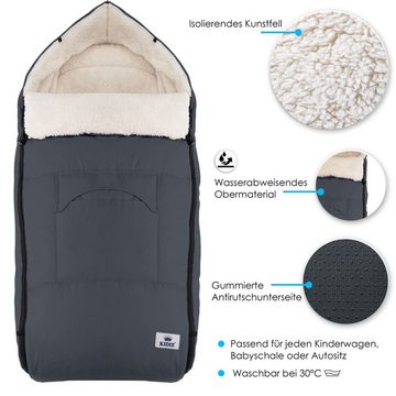 KIDIZ Babyschlafsack, Winterfußsack Baby Kuschelsack Babyschale mit Reißverschluss Babydecke Kinderwagen waschbar verschließbarer Kopfteil Tasche passend für alle Kinderwagen