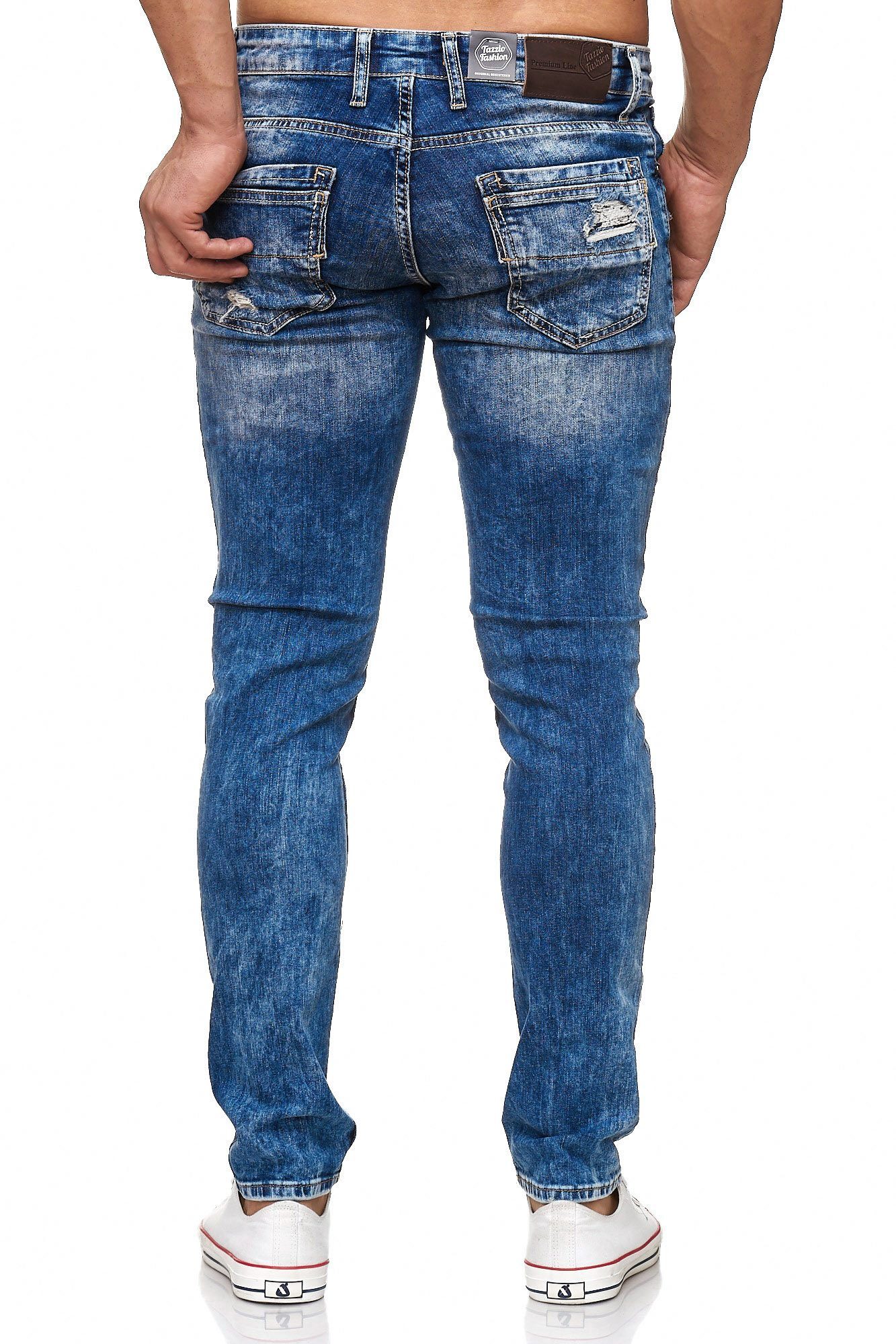 17502 im Destroyed-Look Tazzio Slim-fit-Jeans blau
