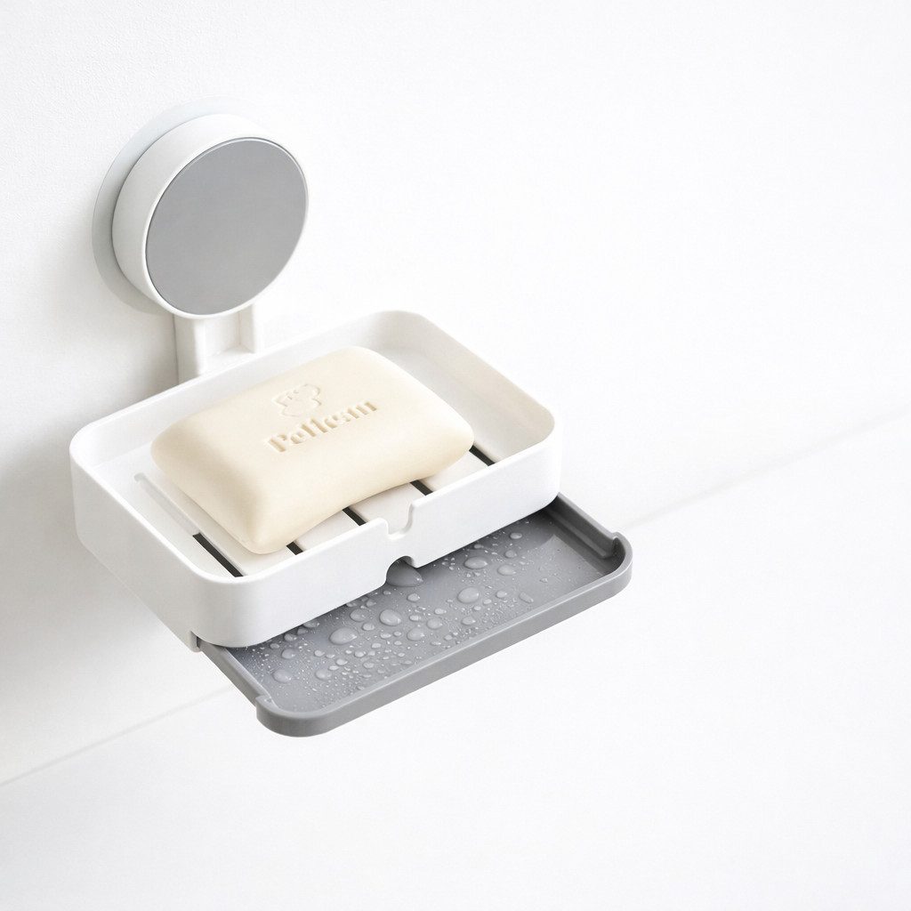 Creliv Seifenablage mit Tropfschale – Ohne Bohren, WC-Deckelheber als GRATIS, 1-St.