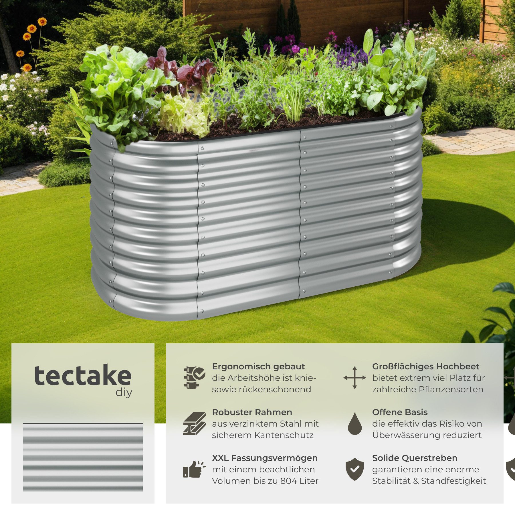 tectake Hochbeet Pflanzenkasten Flormma, 804l, verzinkt, günstig online kaufen