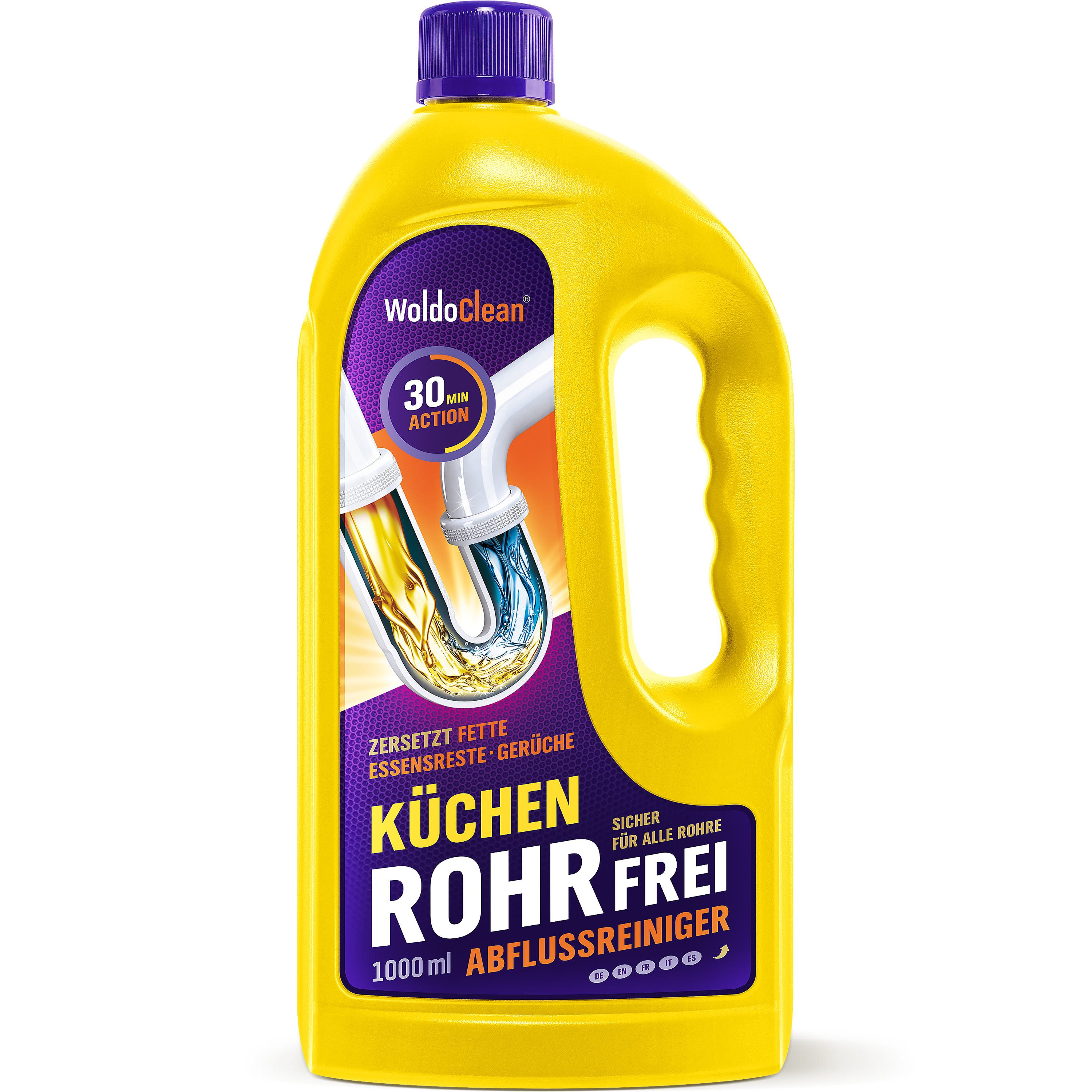 WoldoClean WoldoClean Rohrreiniger Küche Gel 1000ml extra stark Rohrreiniger (Extra starkes Küchen-Gel gegen Fett und Speisereste)