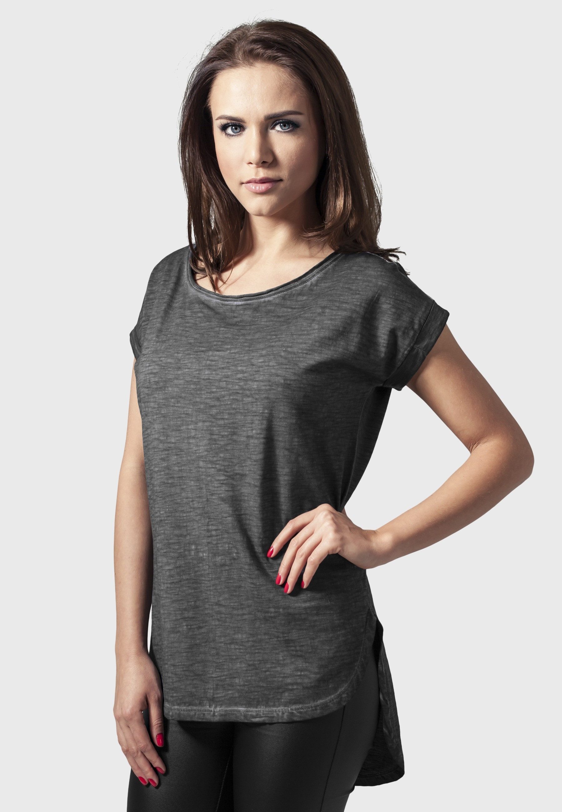 URBAN CLASSICS Kurzarmshirt Urban Classics Damen Ladies Long Back Shaped Sp günstig online kaufen
