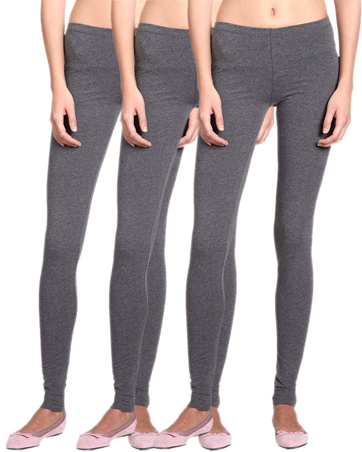 Dark ONLY 3er in Grey Pack Unifarben, Leggings 3x Bund, elastischer