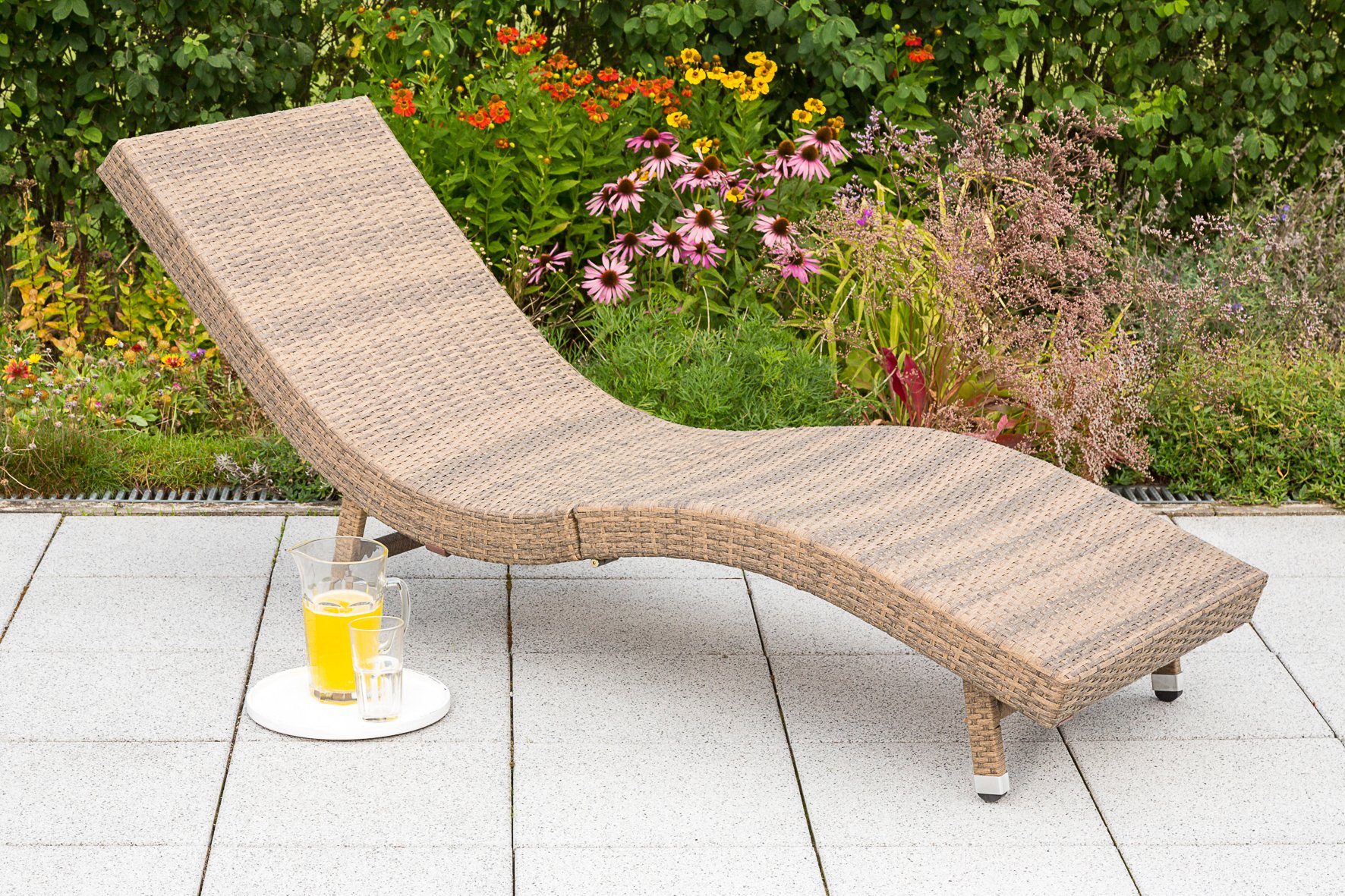 MERXX Gartenliege »Piacenza«, Polyrattan, klappbar, grau, inkl